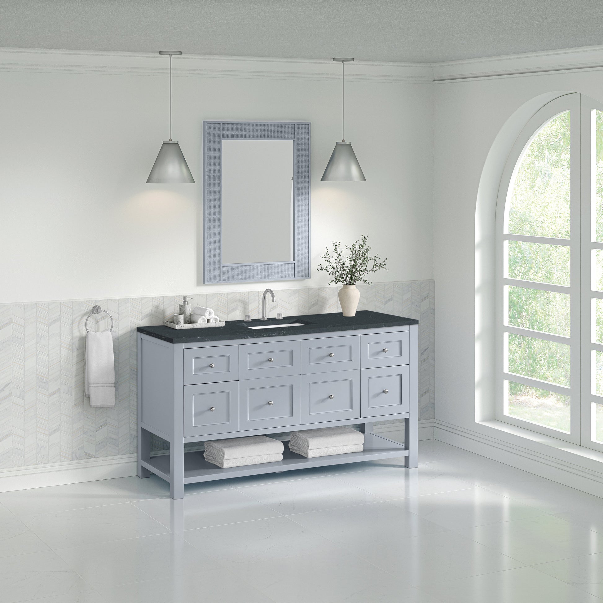 Serenity Blue / Charcoal Soapstone - 3 Faucet Holes