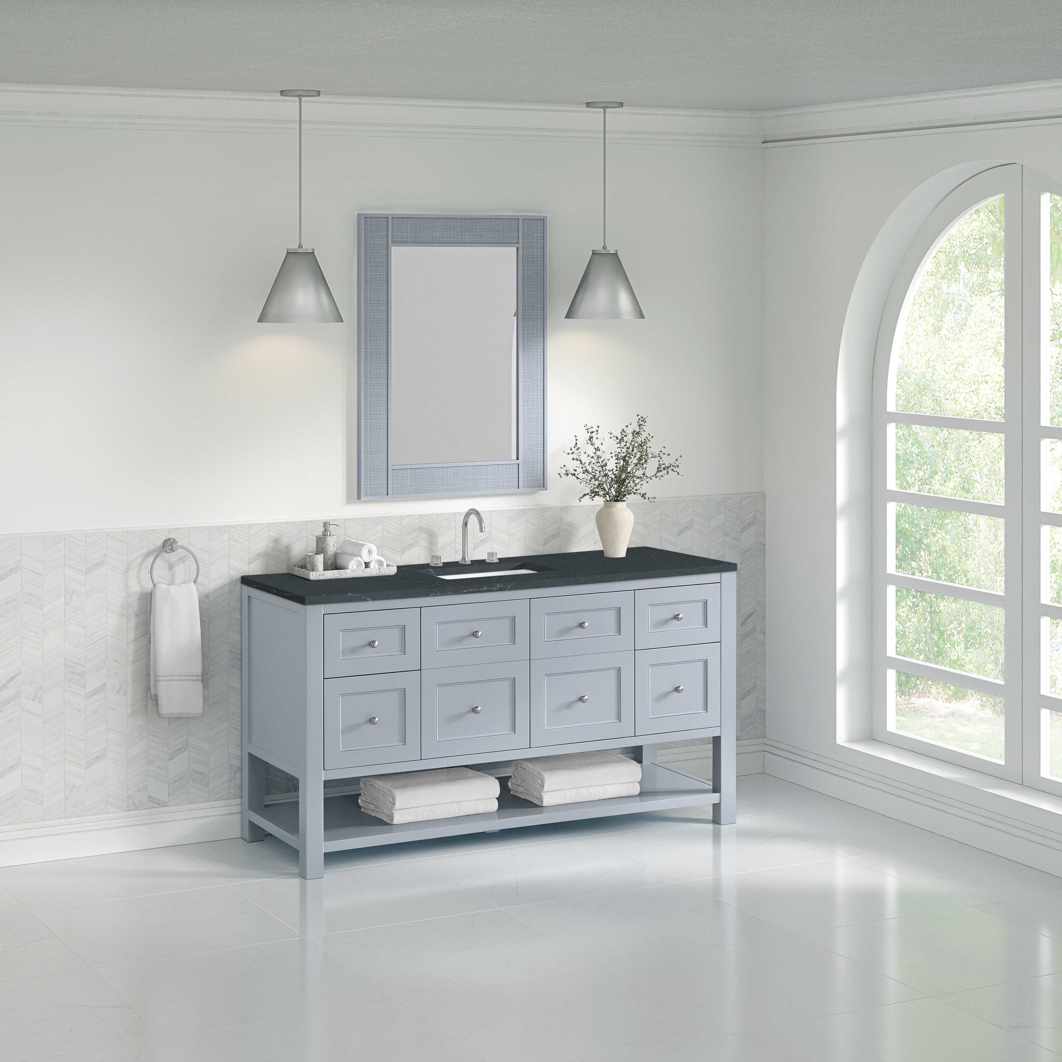 Serenity Blue / Charcoal Soapstone - 3 Faucet Holes