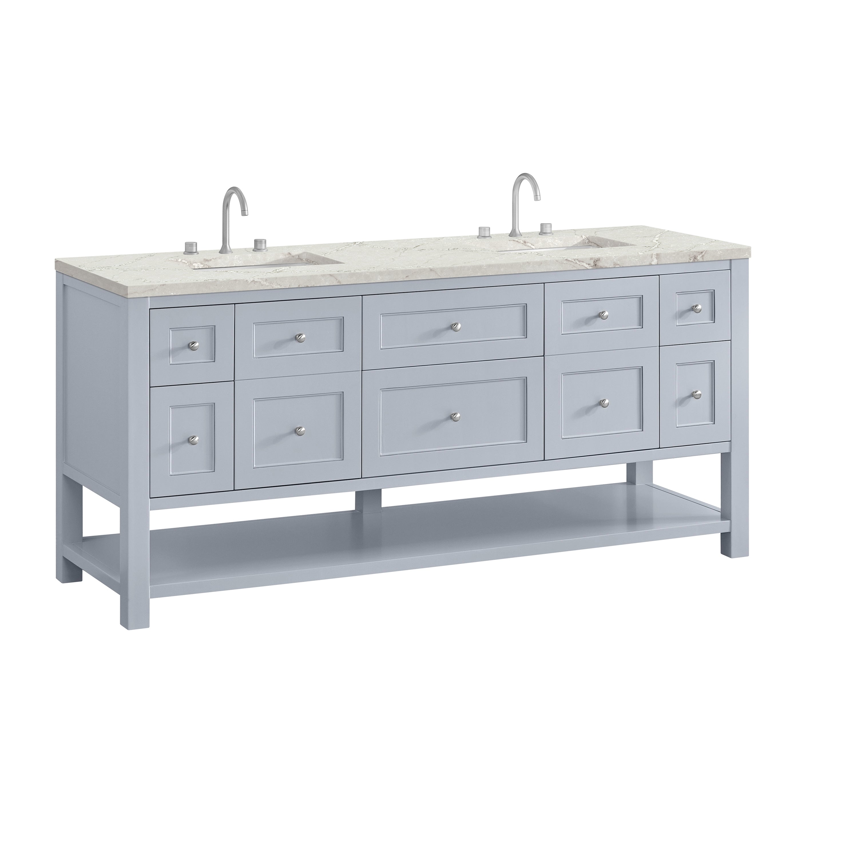 Serenity Blue / Victorian Silver - 3 Faucet Holes