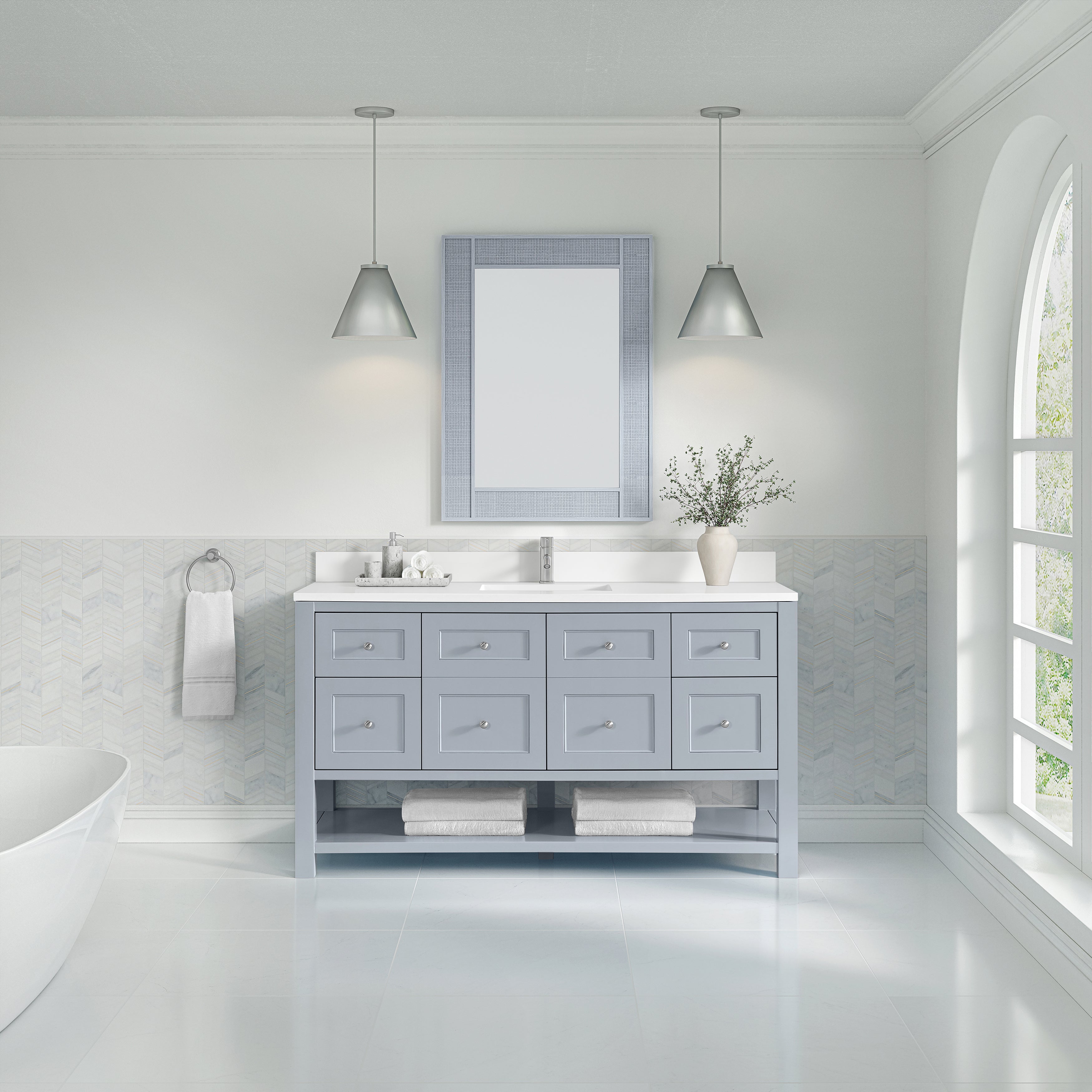 Serenity Blue / White Zeus - 1 Faucet Hole