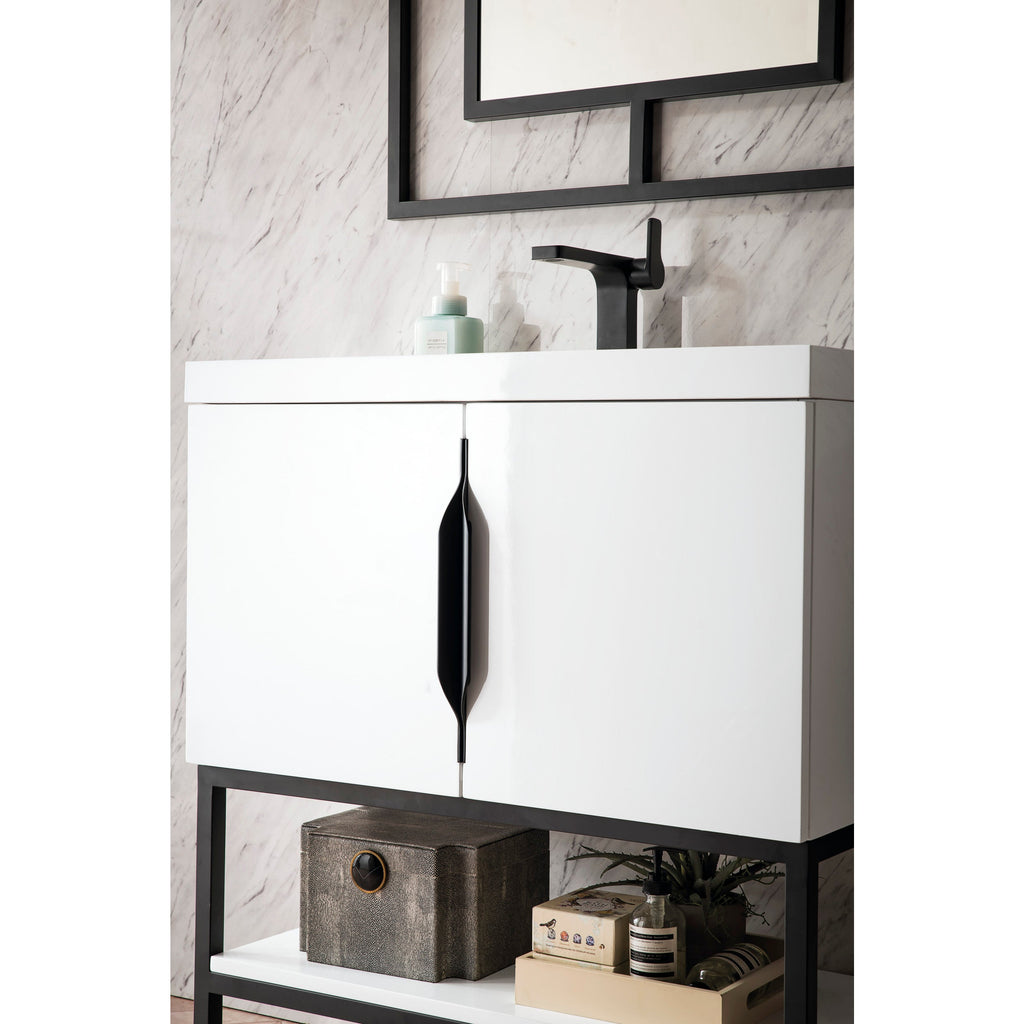 Glossy White / Matte Black / Glossy White - 1 Faucet Hole