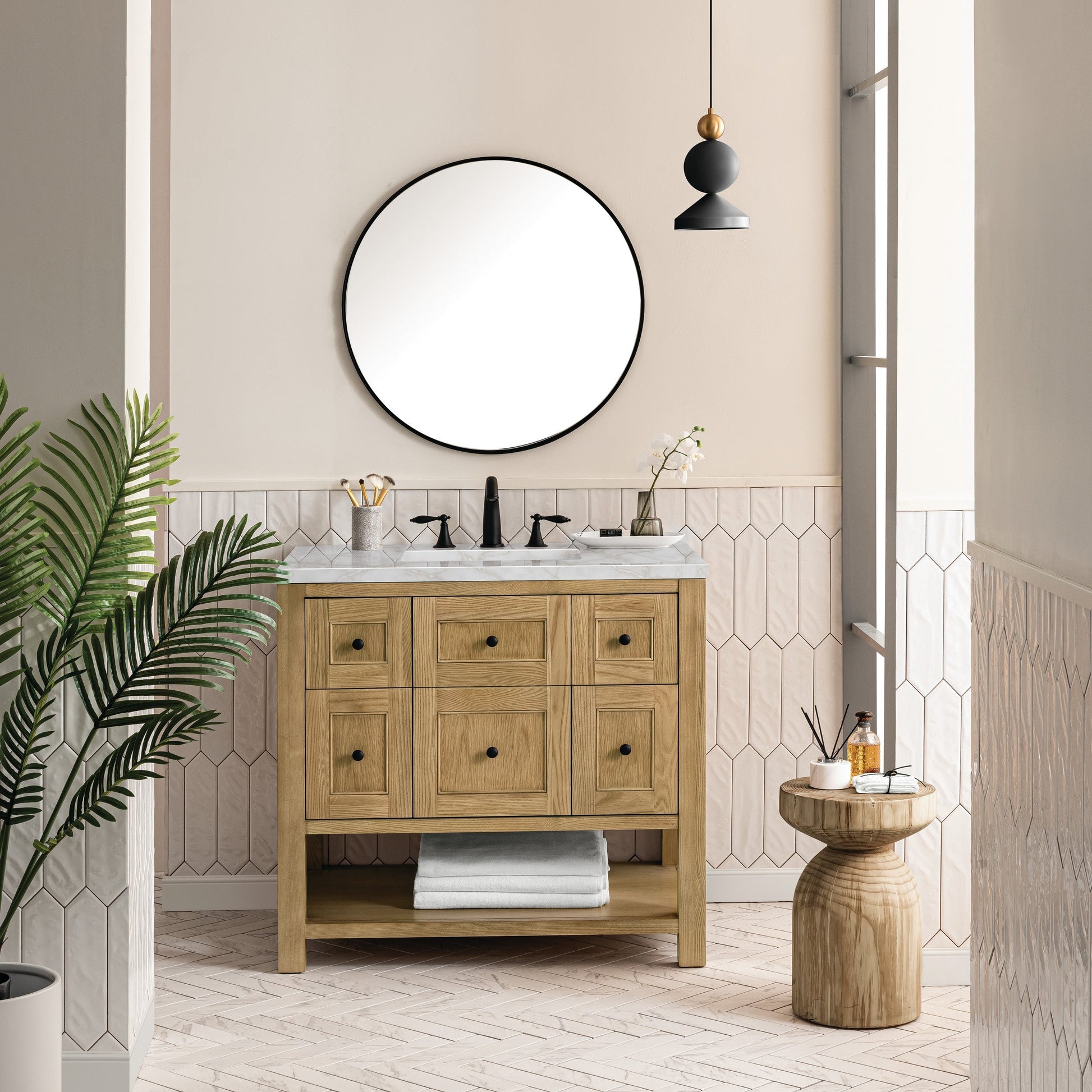 Light Natural Oak / Victorian Silver - 3 Faucet Holes