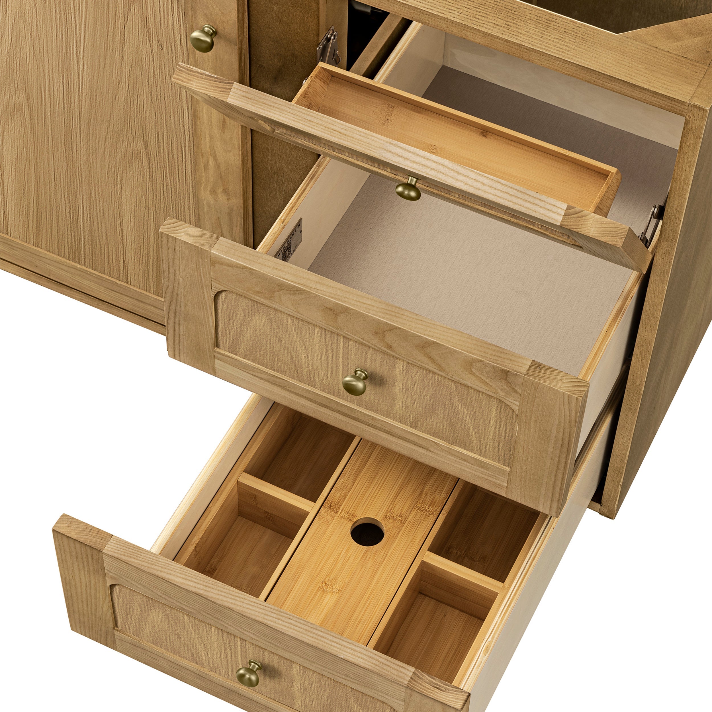 Light Natural Oak / White Zeus - 3 Faucet Holes