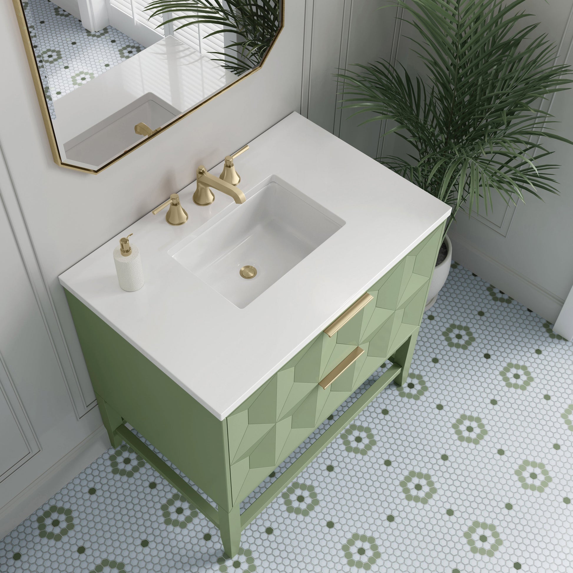 Pistachio / White Zeus - 3 Faucet Holes