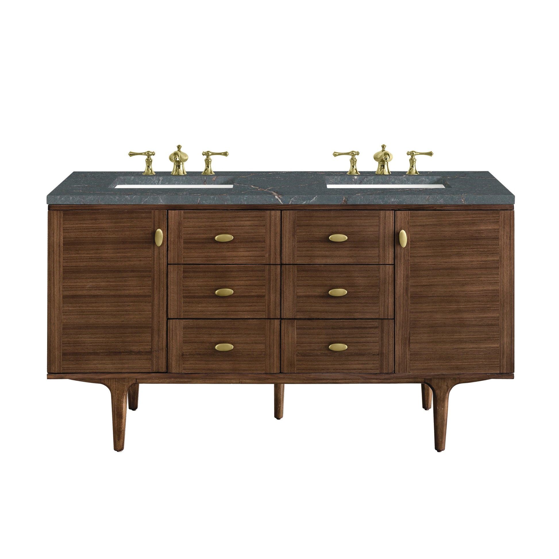 Mid-Century Walnut / Parisien Bleu - 3 Faucet Holes