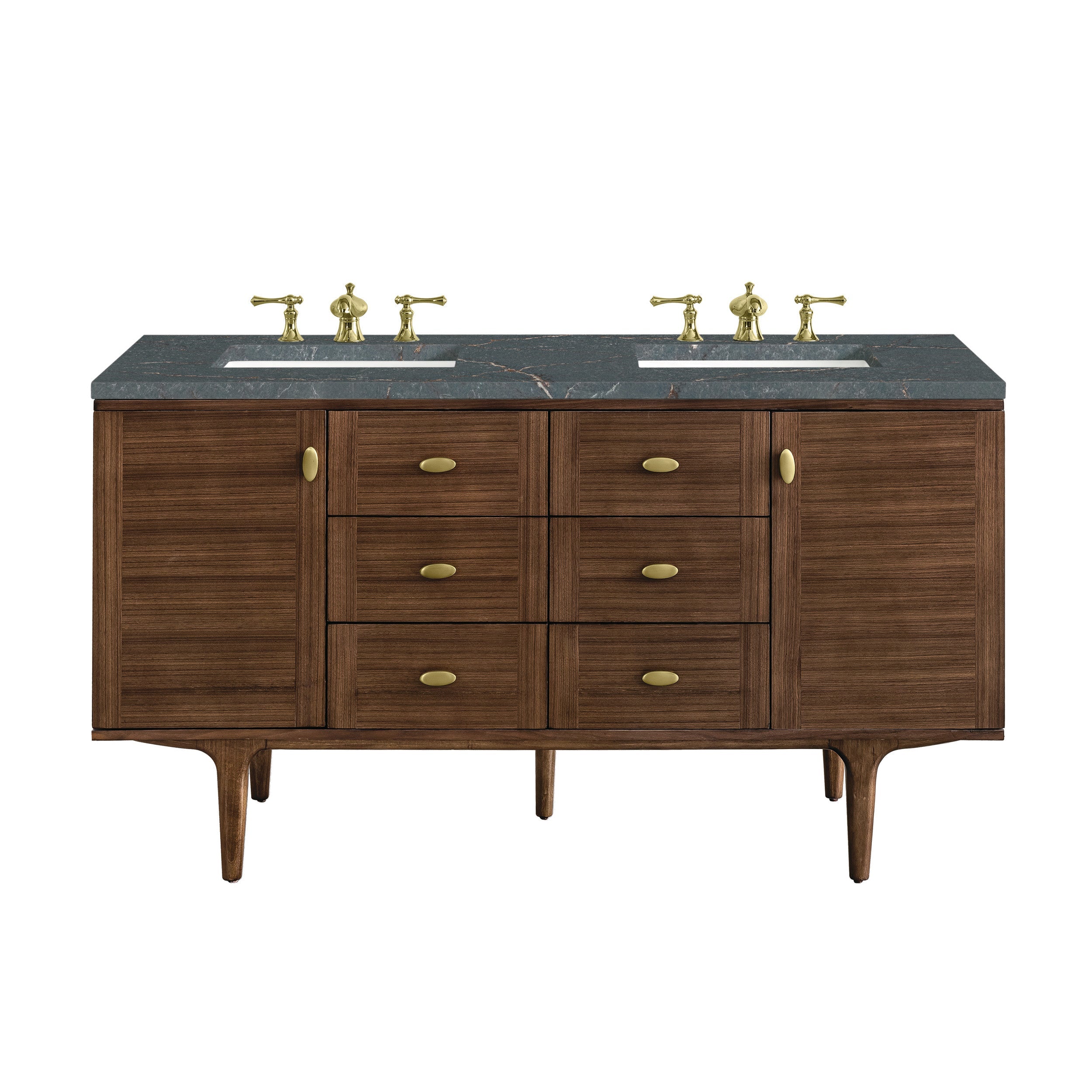 Mid-Century Walnut / Parisien Bleu - 3 Faucet Holes