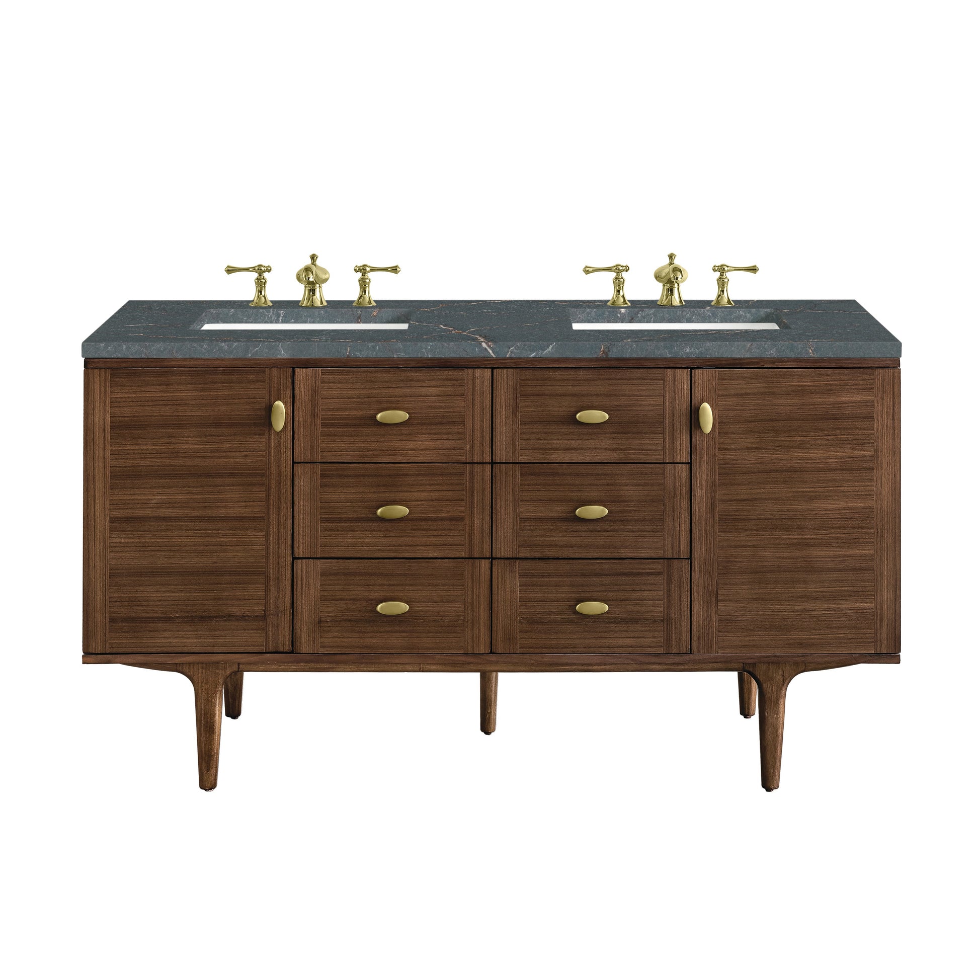 Mid-Century Walnut / Parisien Bleu - 3 Faucet Holes