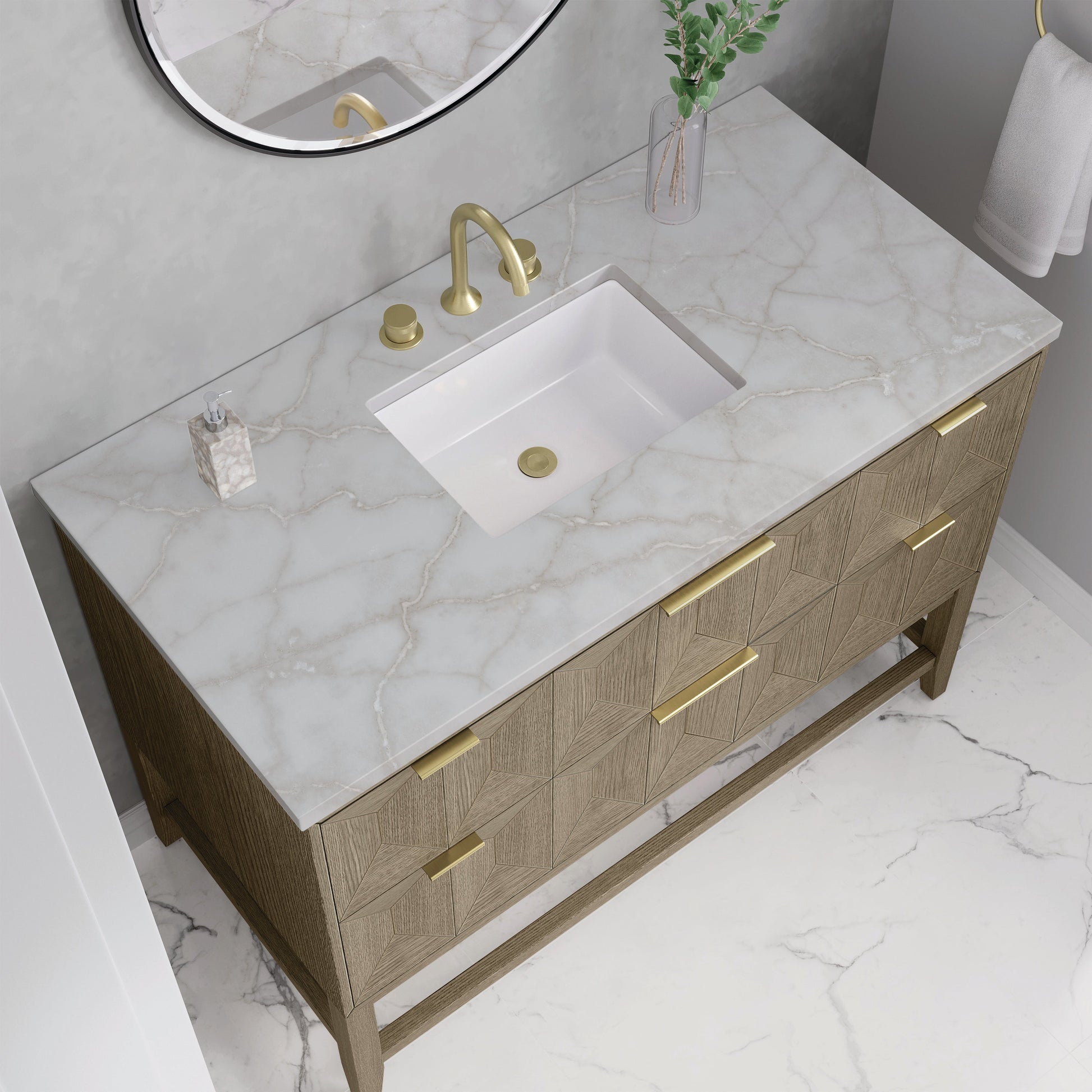 Pebble Oak / Victorian Silver - 3 Faucet Holes