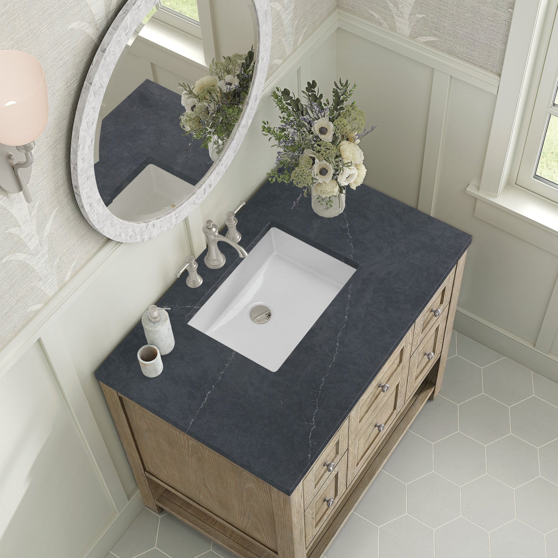 Whitewashed Oak / Charcoal Soapstone - 3 Faucet Holes