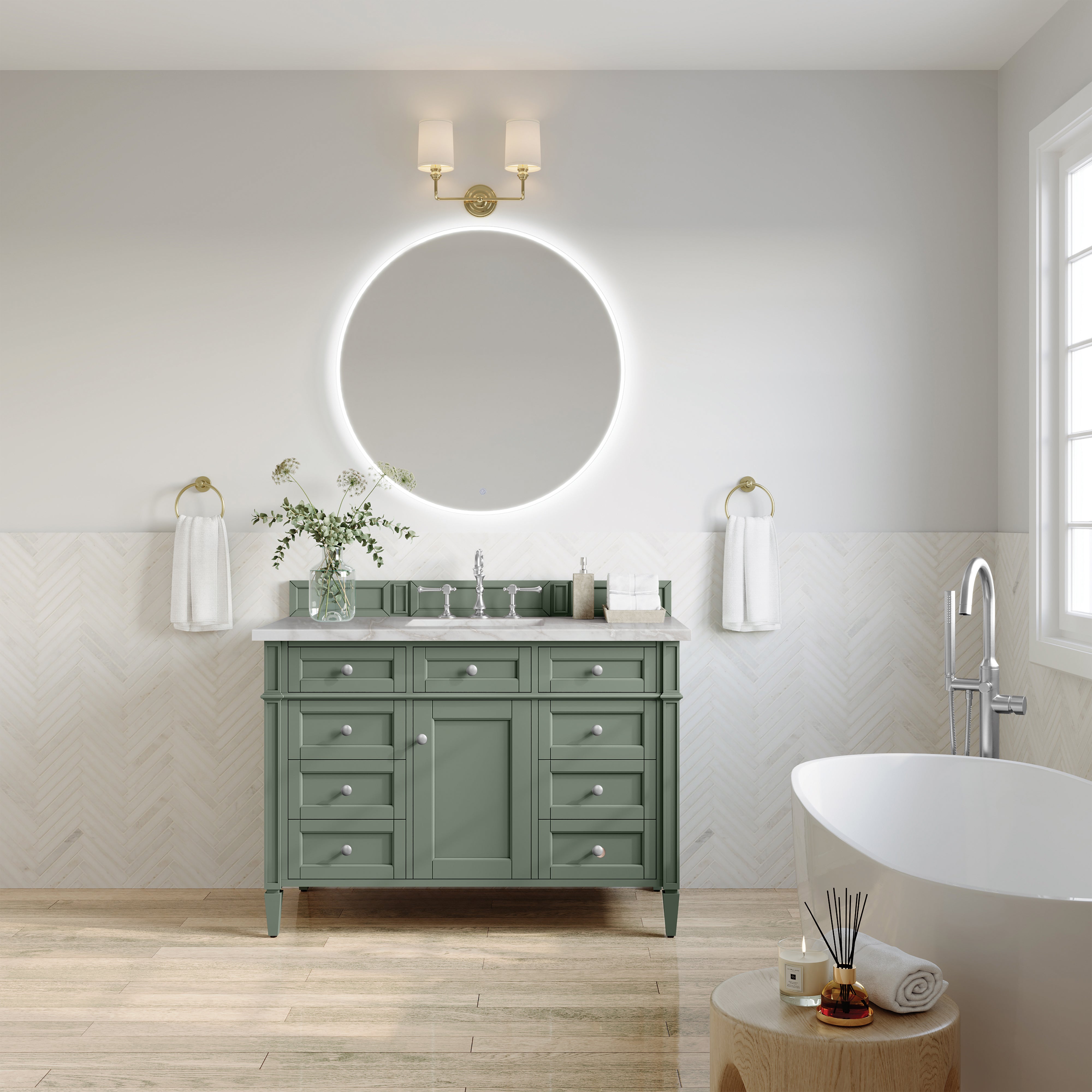Smokey Celadon / Victorian Silver - 3 Faucet Holes