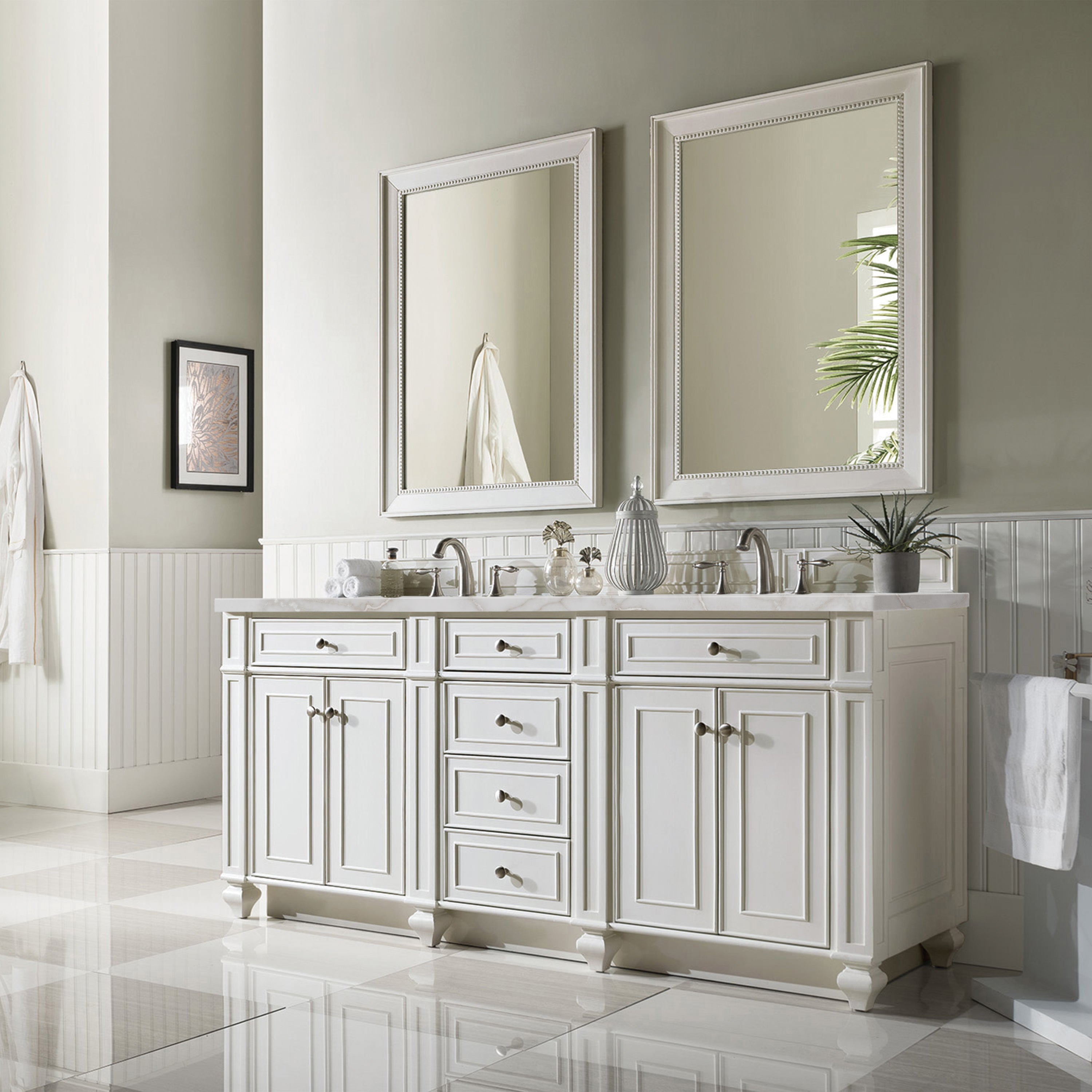 Bright White / Victorian Silver - 3 Faucet Holes