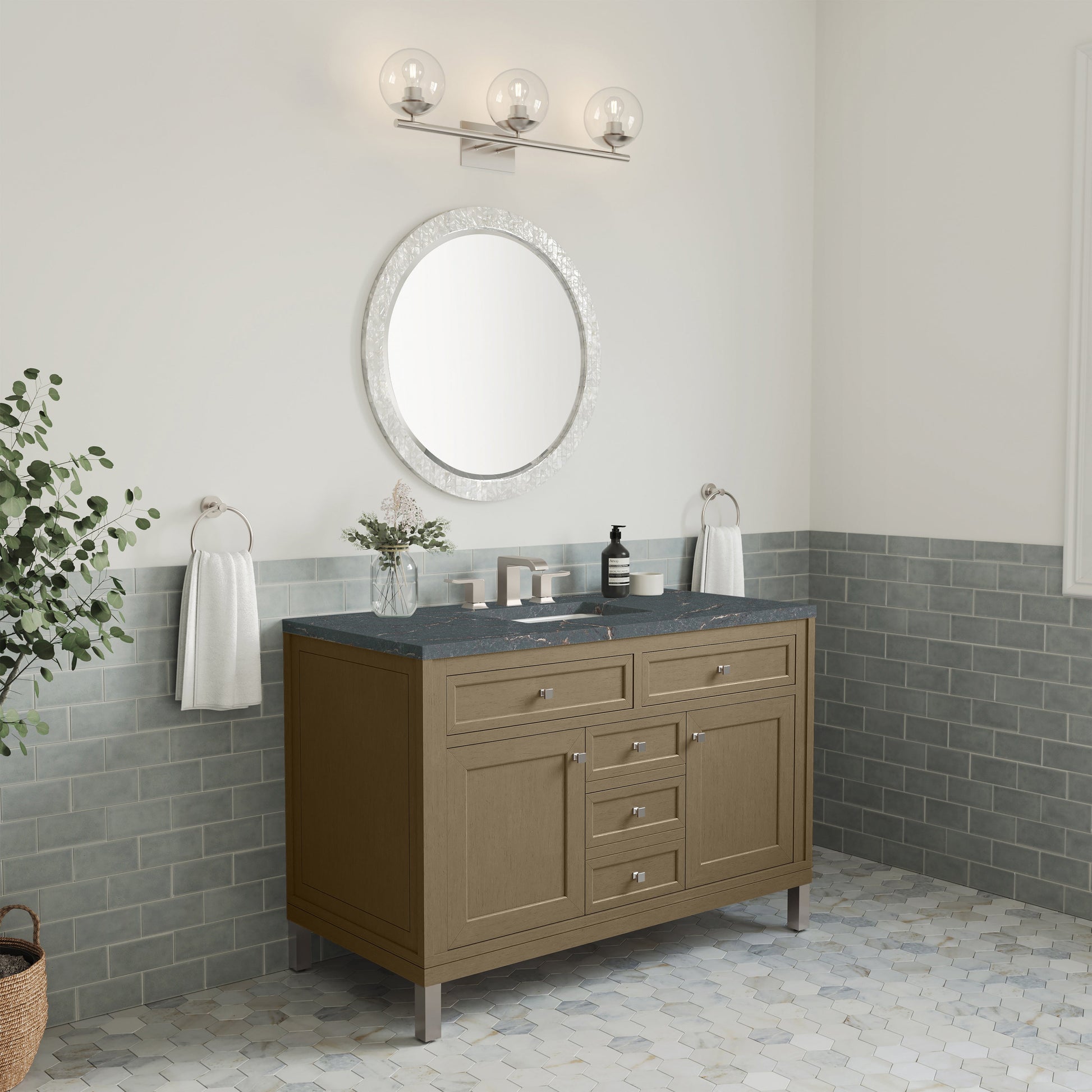 Walnut Whisper / Parisien Bleu - 3 Faucet Holes