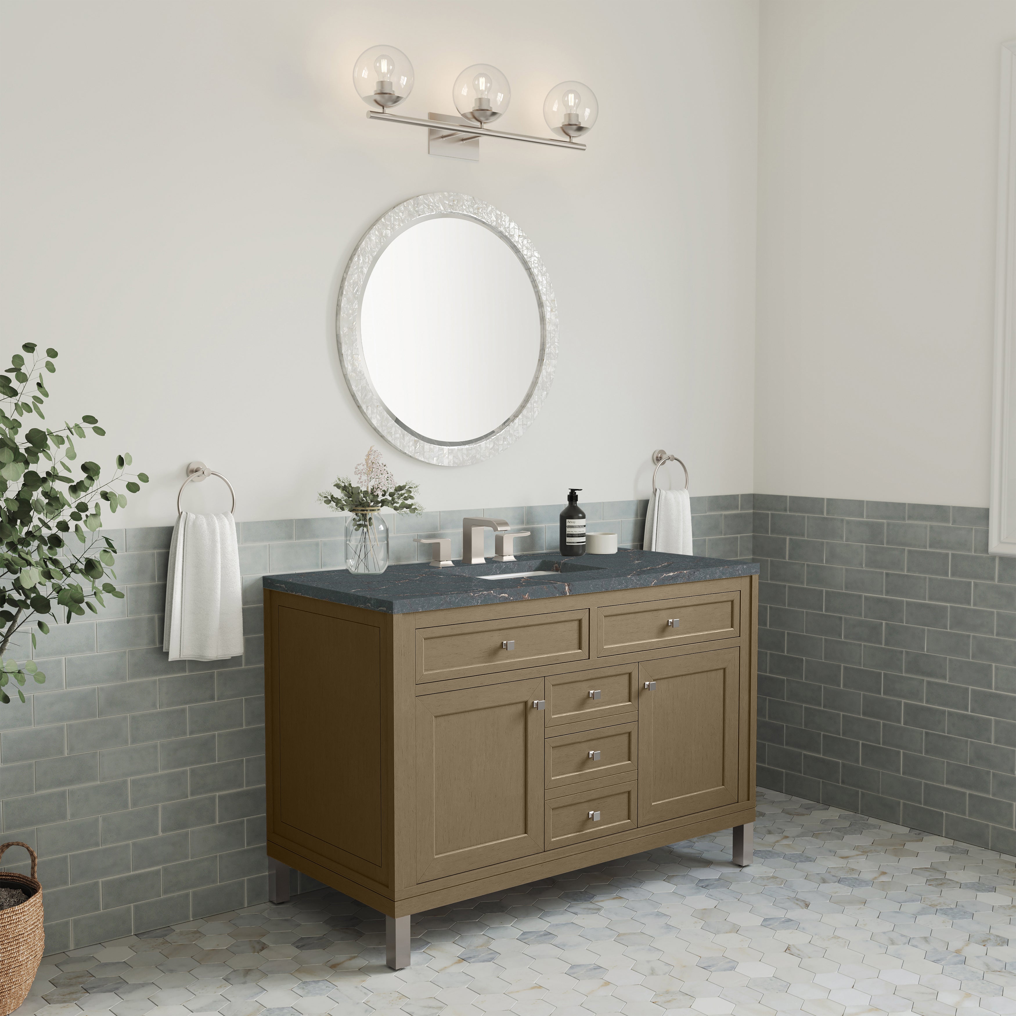 Walnut Whisper / Parisien Bleu - 3 Faucet Holes
