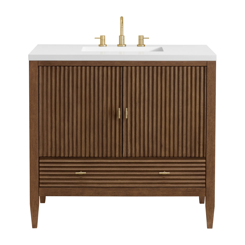 Mid-Century Walnut / White Zeus - 3 Faucet Holes