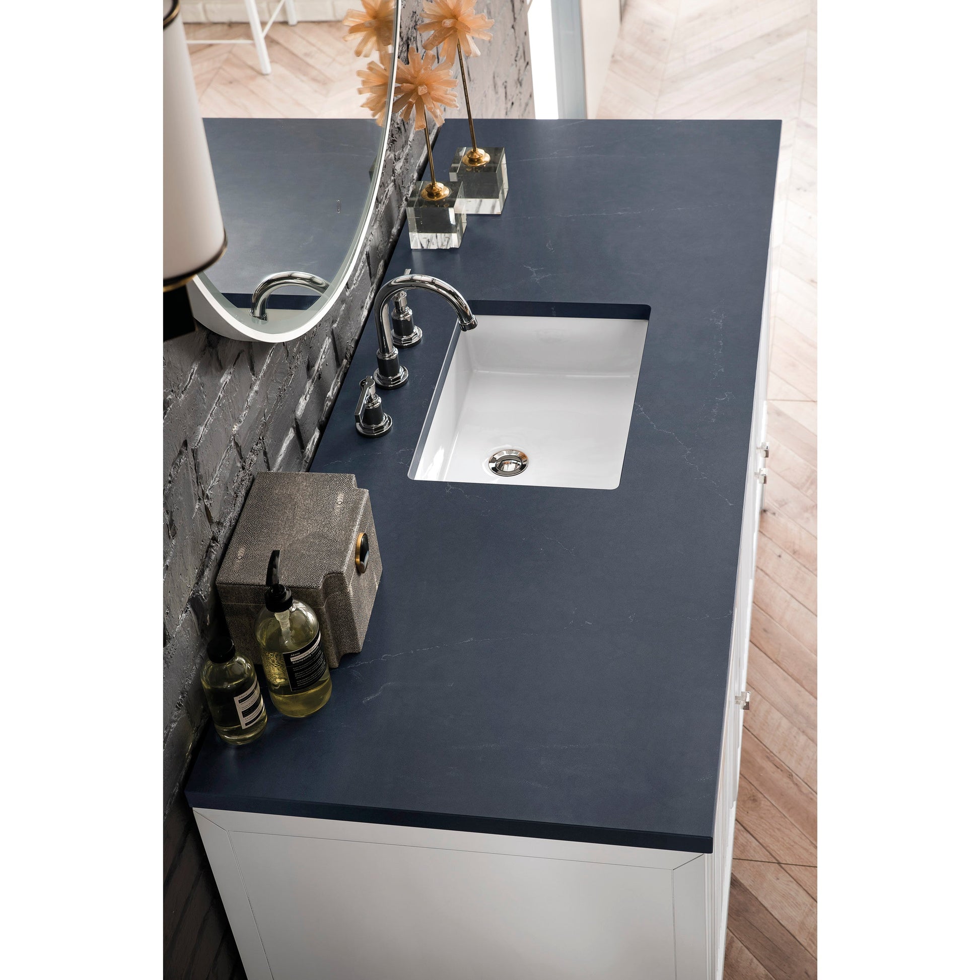 Glossy White / Charcoal Soapstone - 3 Faucet Holes