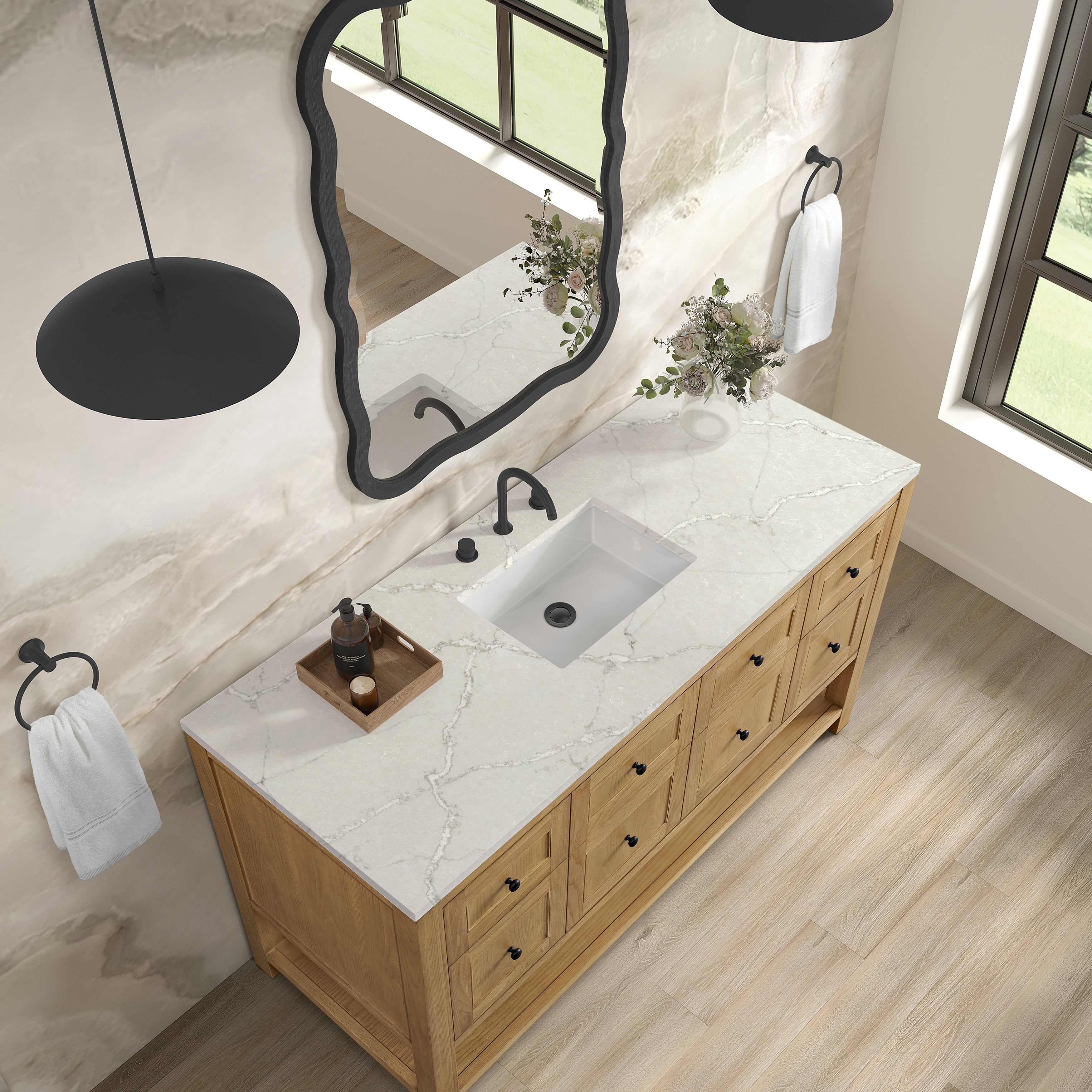 Light Natural Oak / Victorian Silver - 3 Faucet Holes