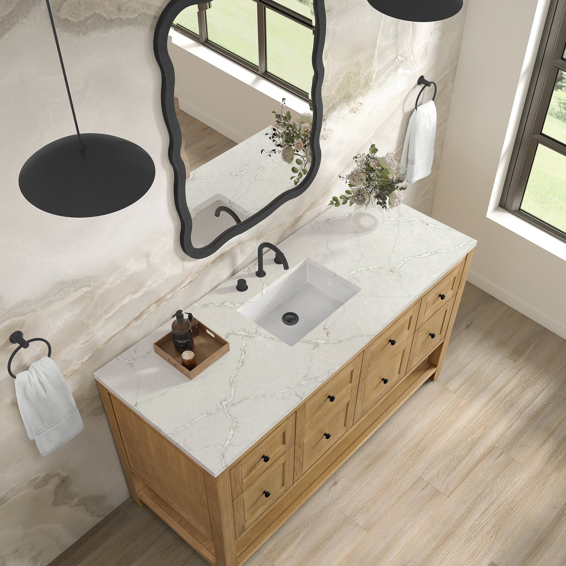 Light Natural Oak / Victorian Silver - 3 Faucet Holes