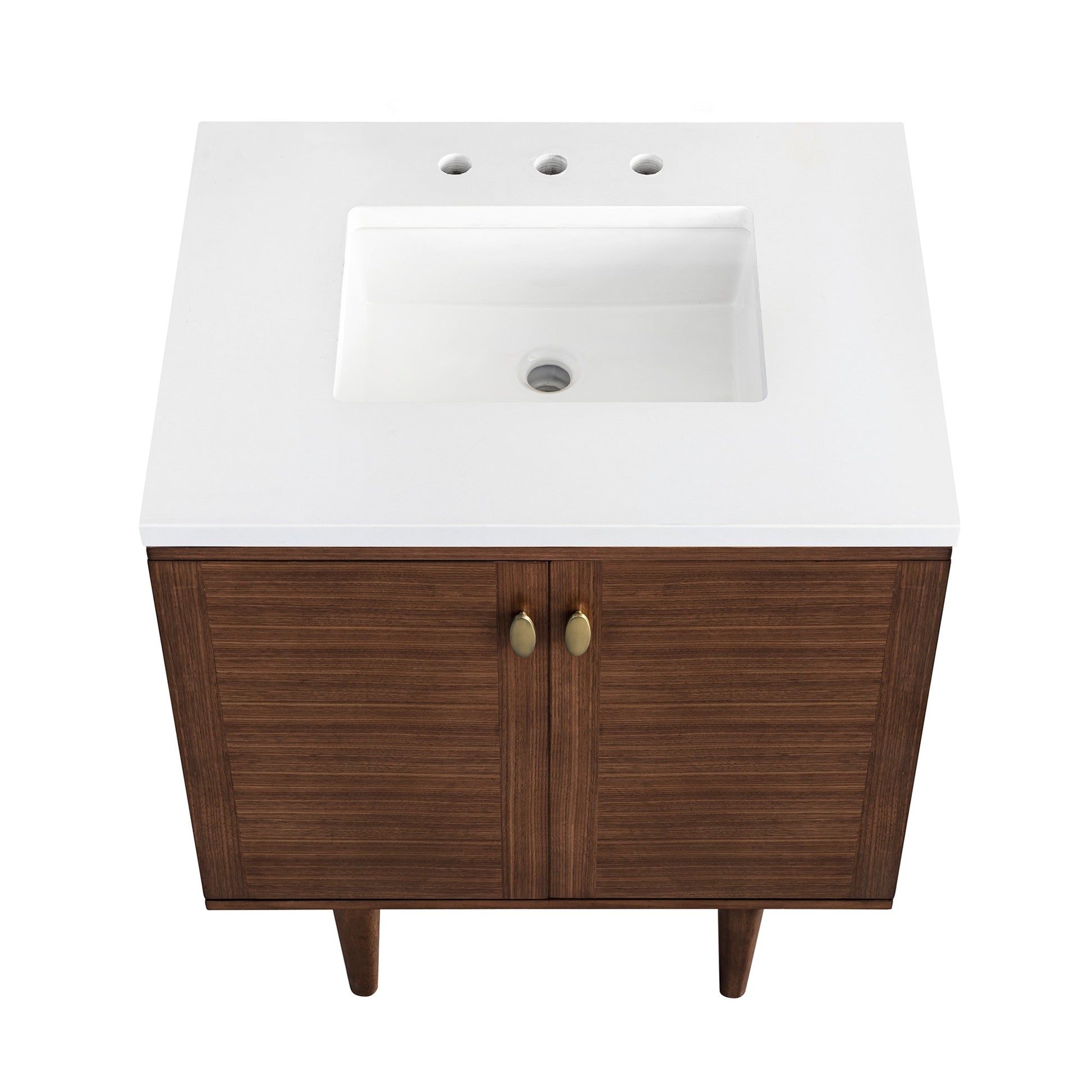 Mid-Century Walnut / White Zeus - 3 Faucet Holes