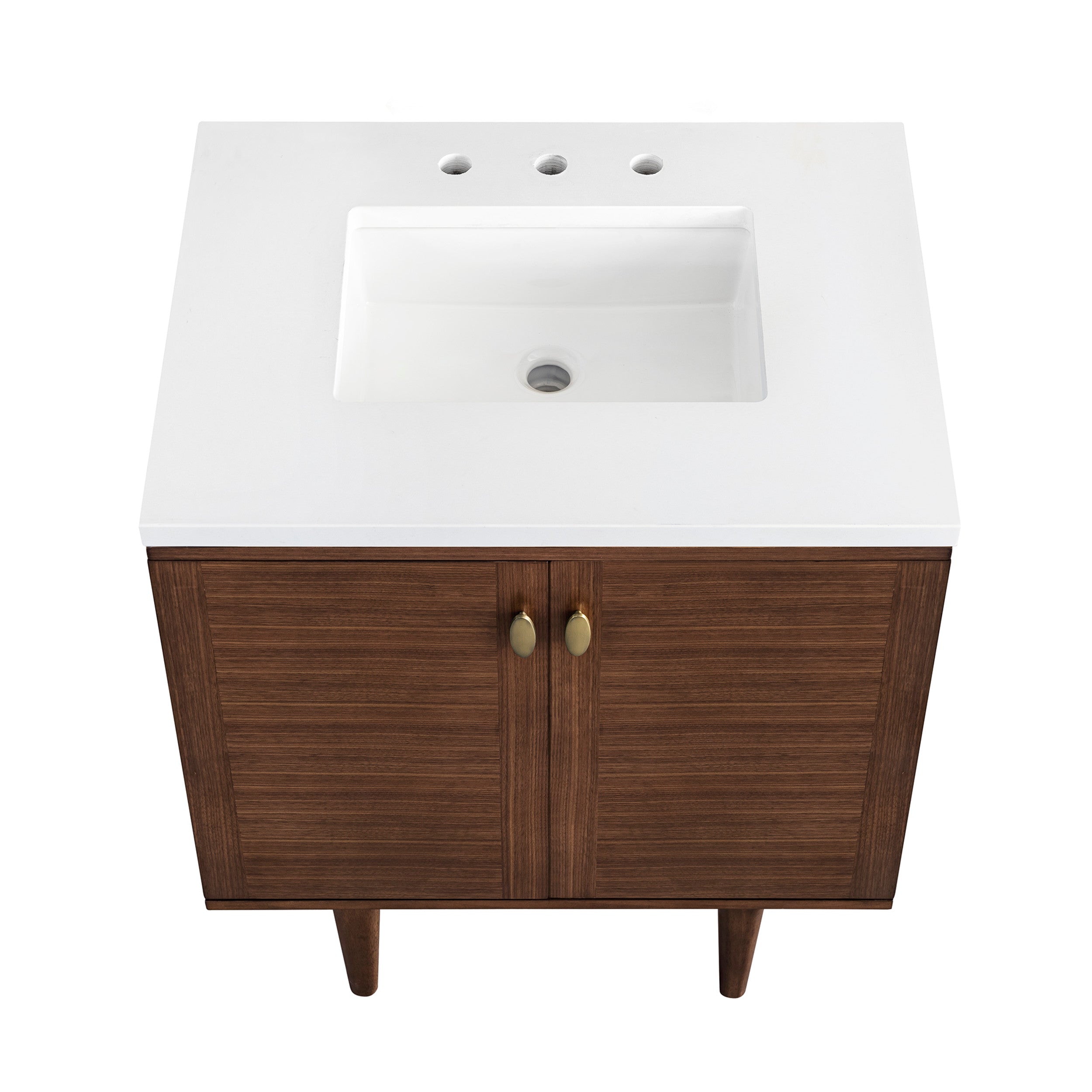 Mid-Century Walnut / White Zeus - 3 Faucet Holes