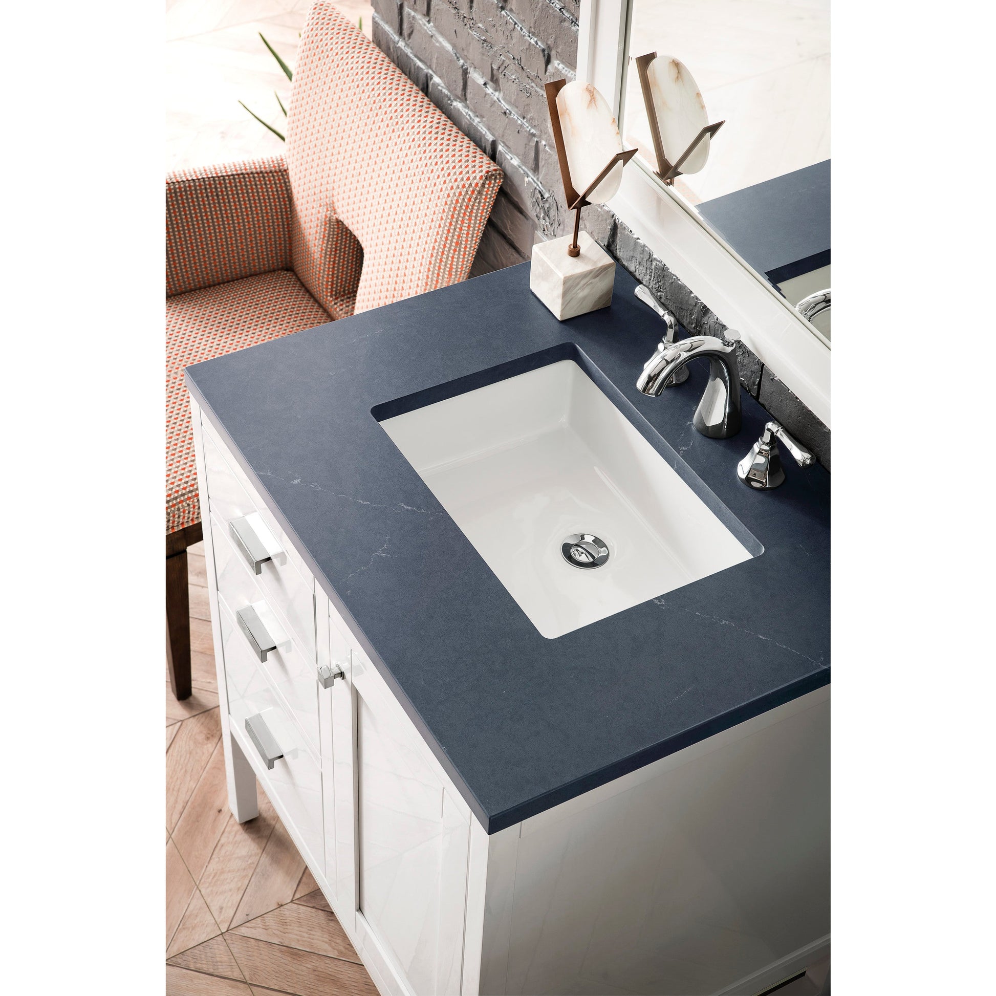 Glossy White / Charcoal Soapstone - 3 Faucet Holes
