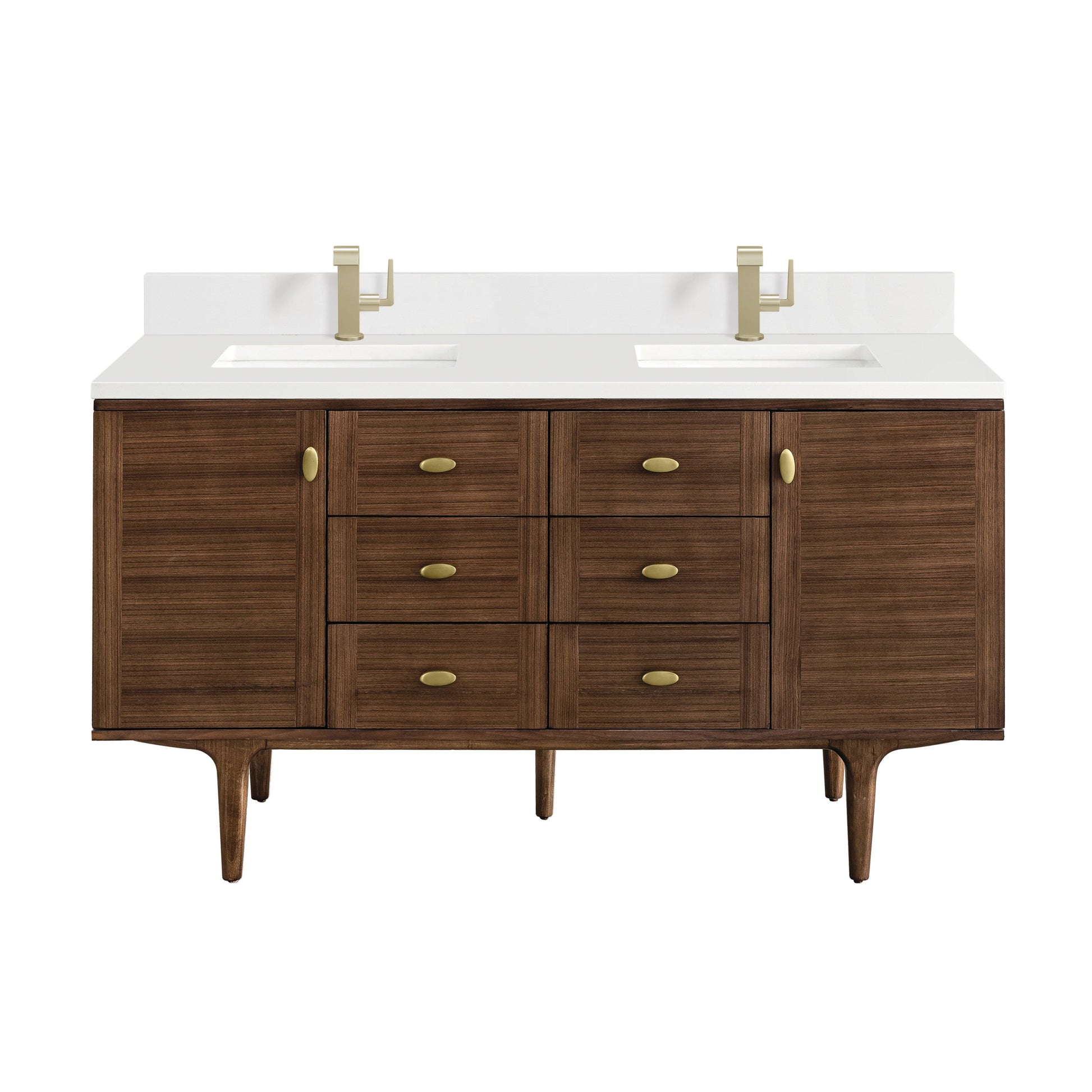 Mid-Century Walnut / White Zeus - 1 Faucet Hole