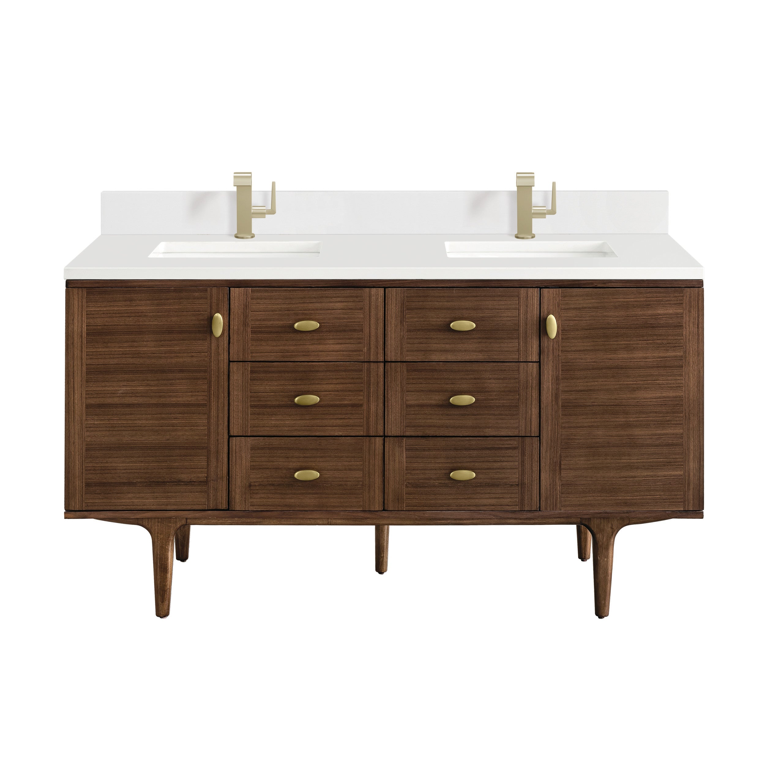 Mid-Century Walnut / White Zeus - 1 Faucet Hole