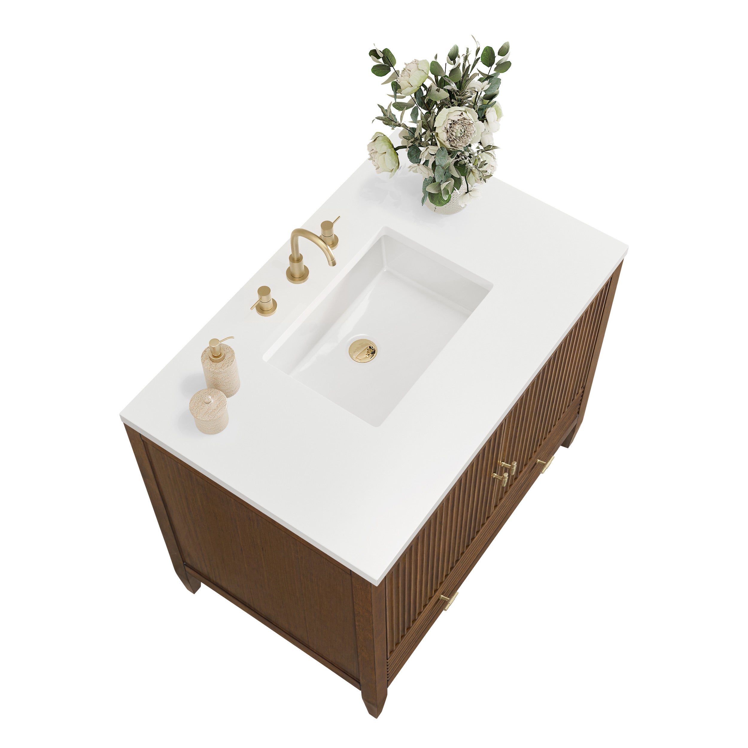 Mid-Century Walnut / White Zeus - 3 Faucet Holes