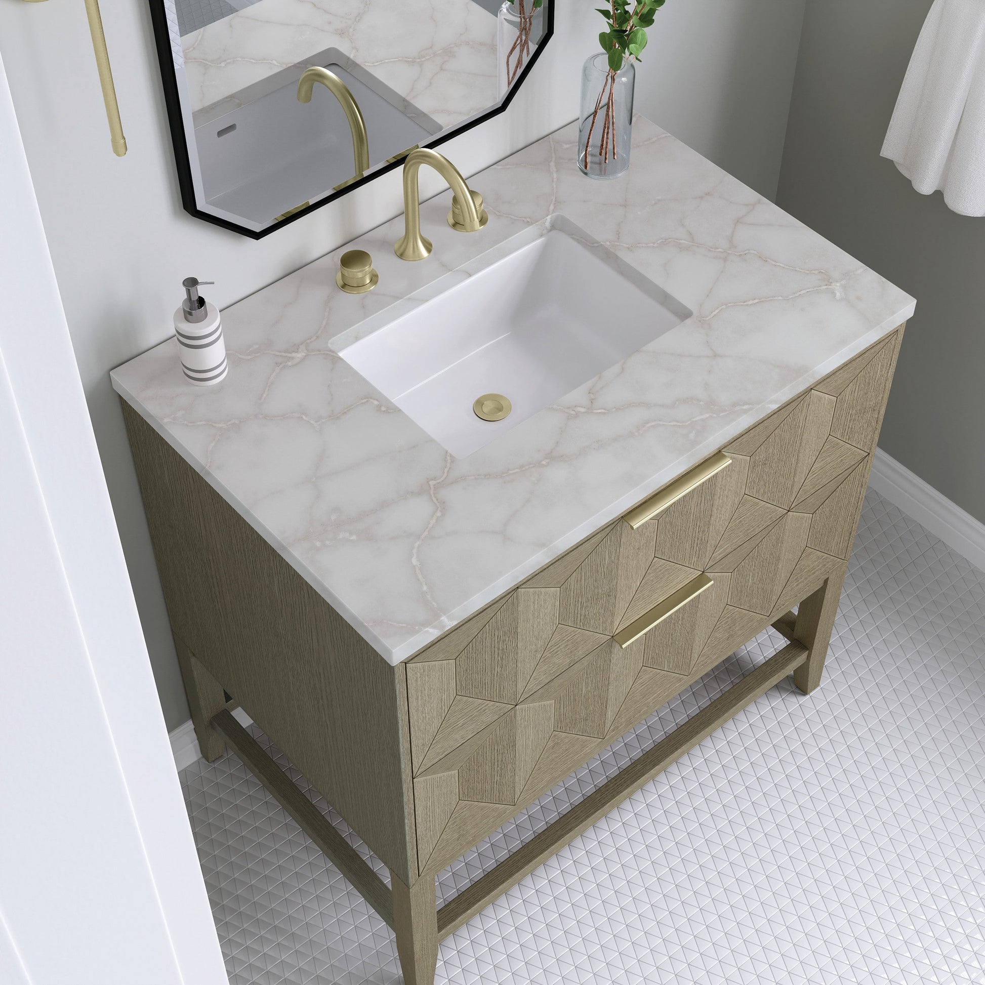Pebble Oak / Victorian Silver - 3 Faucet Holes