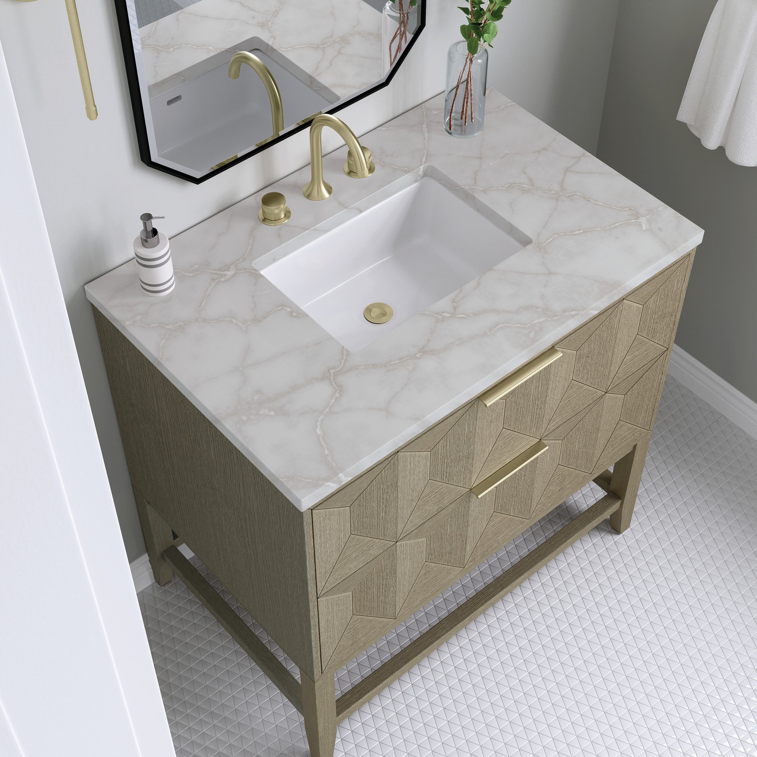 Pebble Oak / Victorian Silver - 3 Faucet Holes
