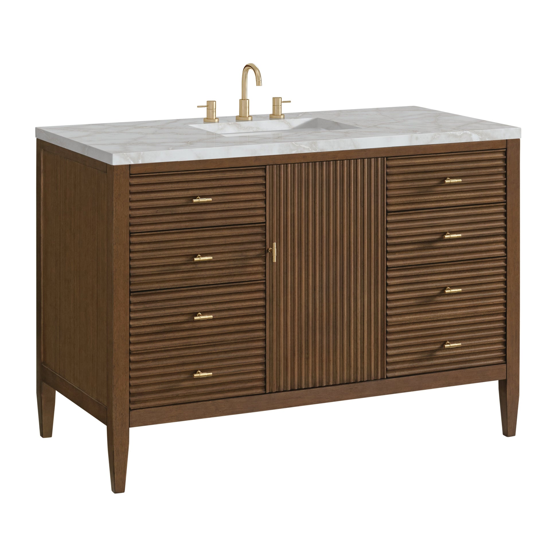 Mid-Century Walnut / Victorian Silver - 3 Faucet Holes