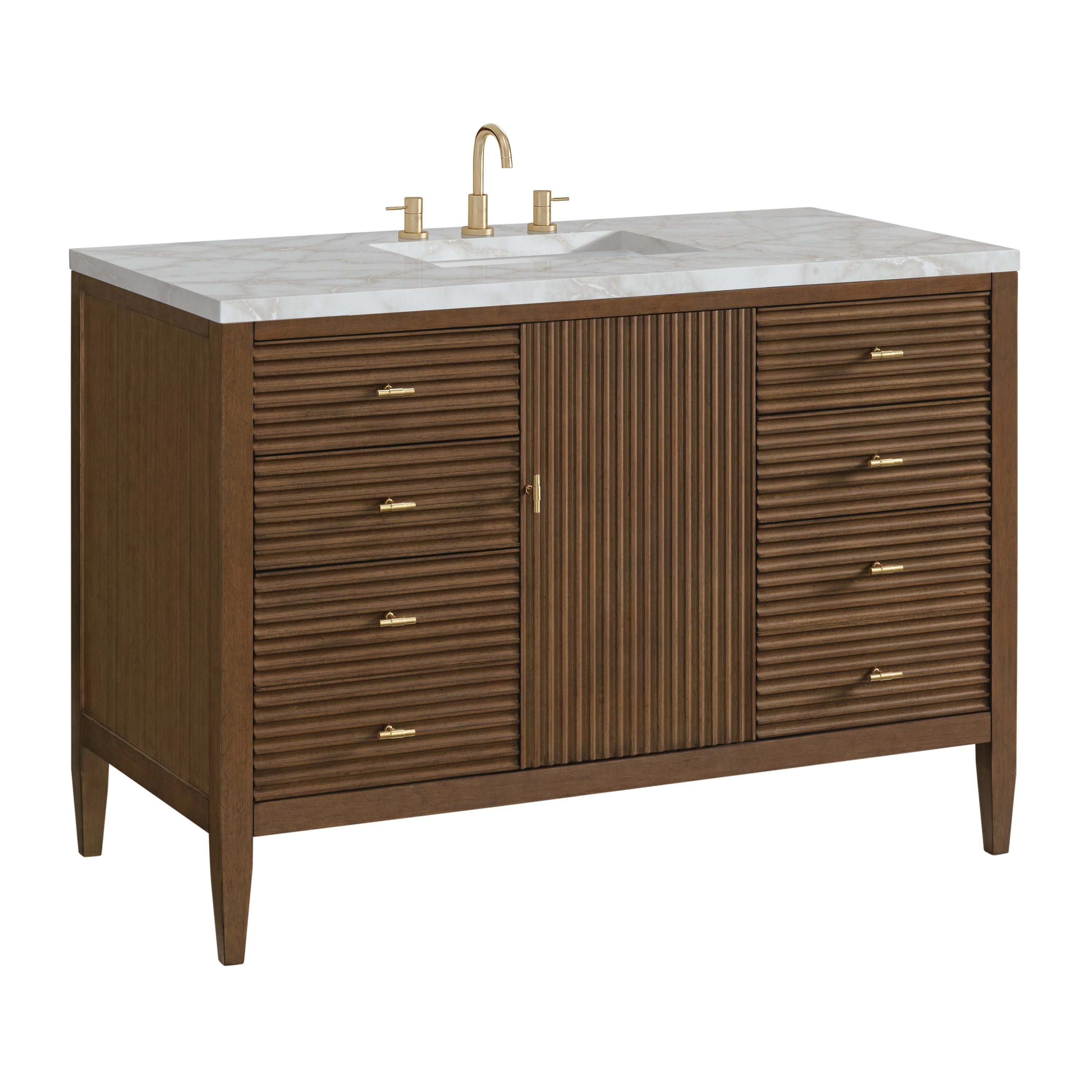 Mid-Century Walnut / Victorian Silver - 3 Faucet Holes