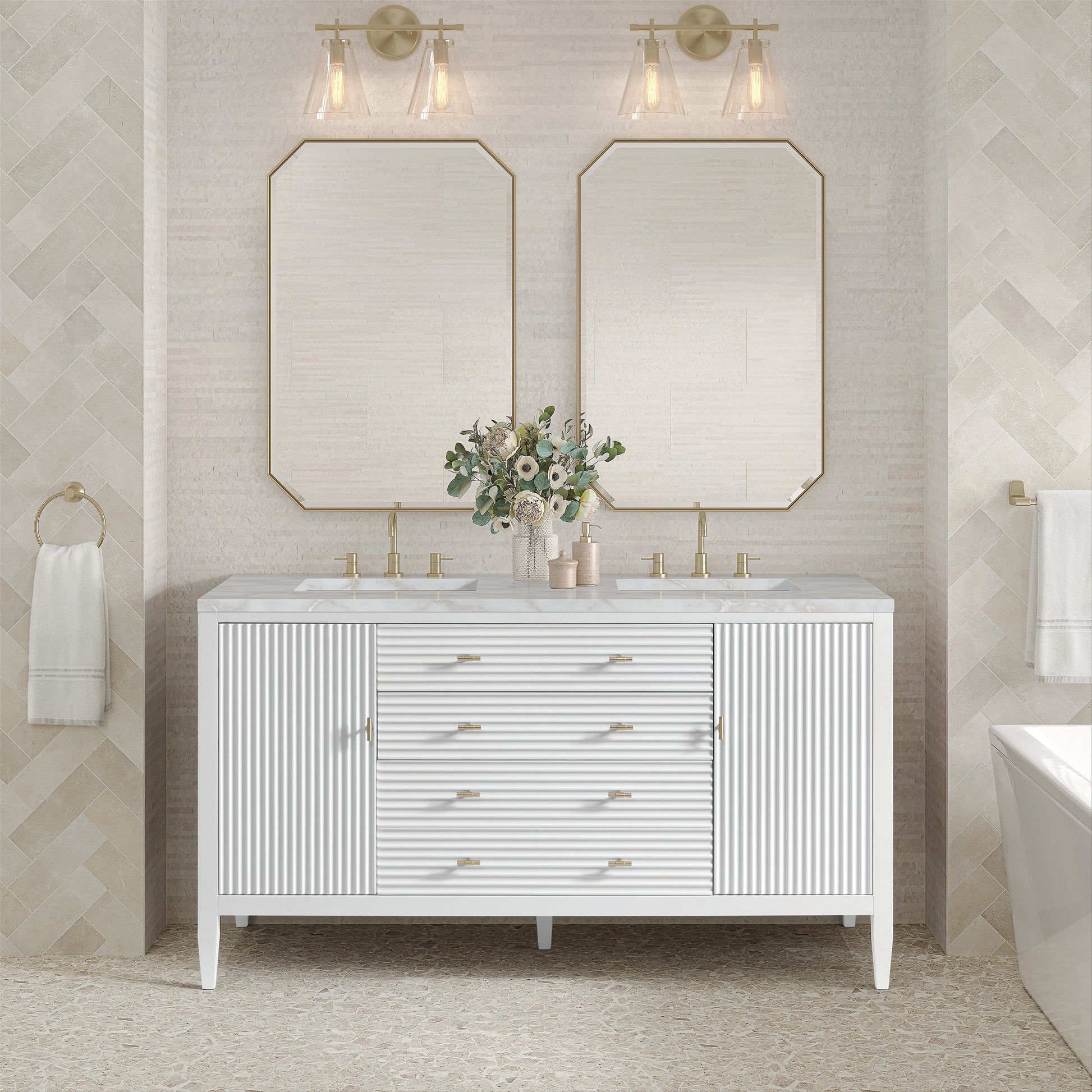 Bright White / Victorian Silver - 3 Faucet Holes
