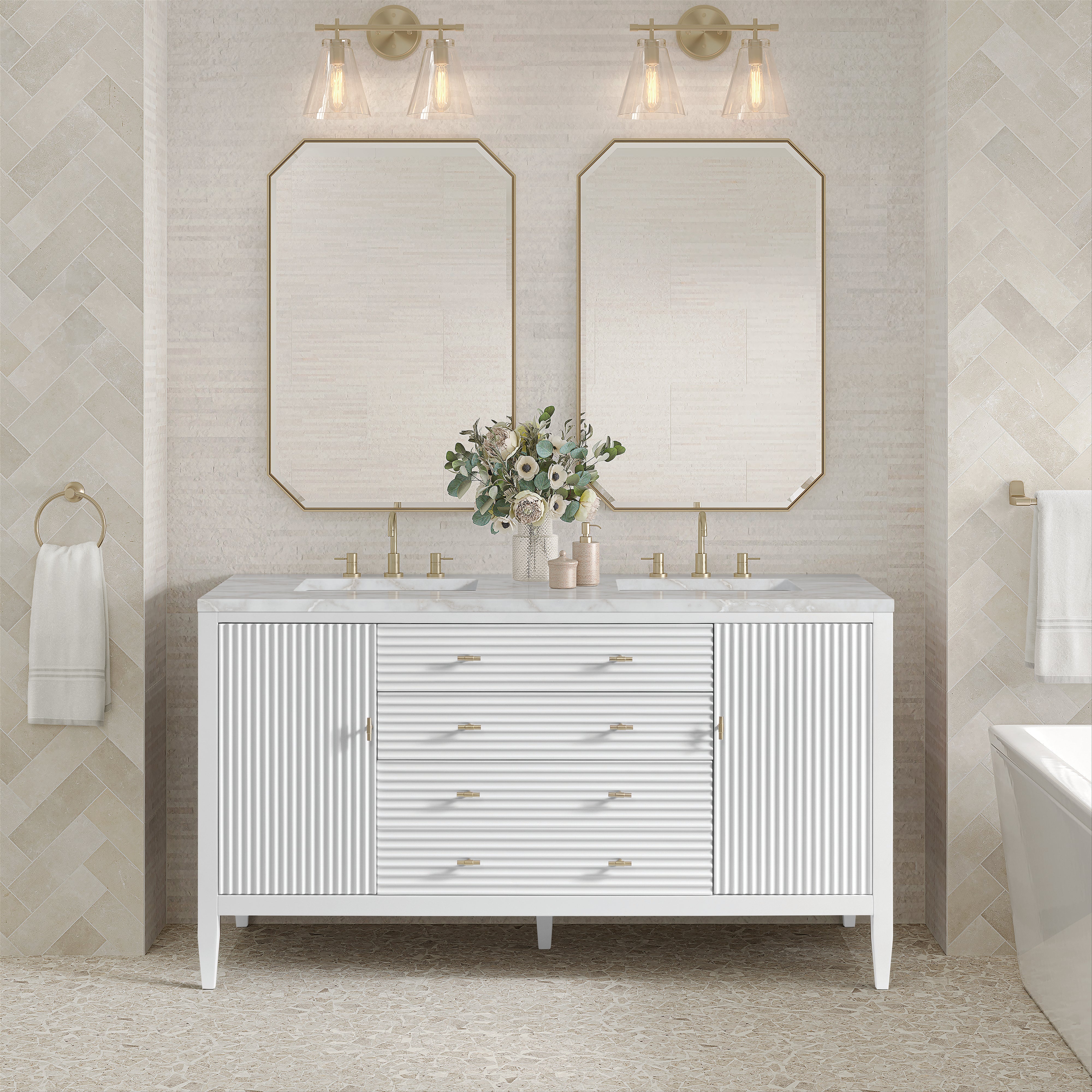Bright White / Victorian Silver - 3 Faucet Holes