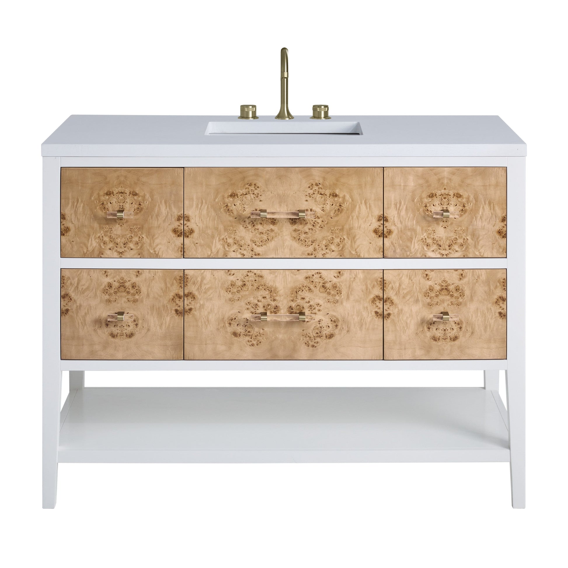 Polished White and Light Mappa Burl / White Zeus - 3 Faucet Holes