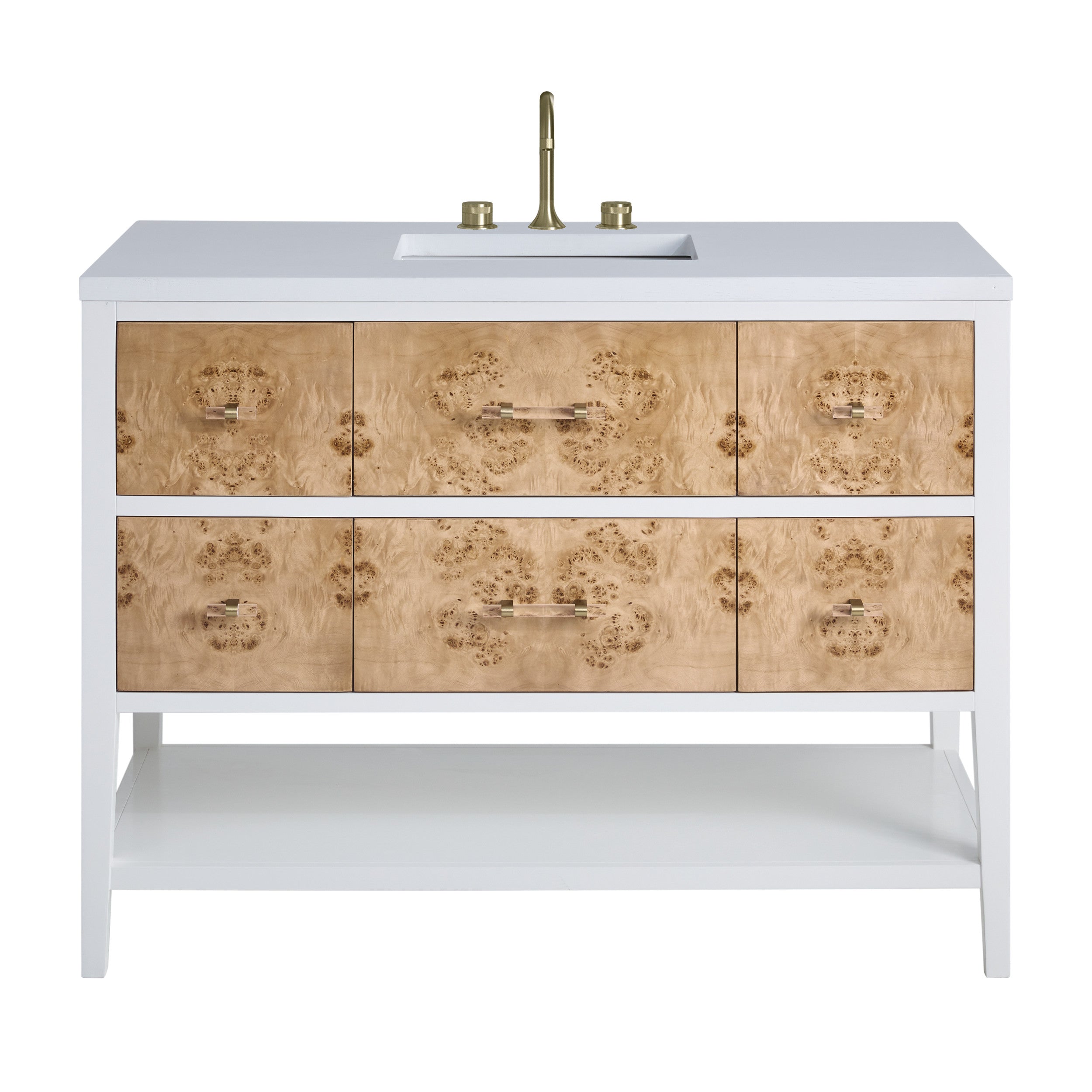 Polished White and Light Mappa Burl / White Zeus - 3 Faucet Holes