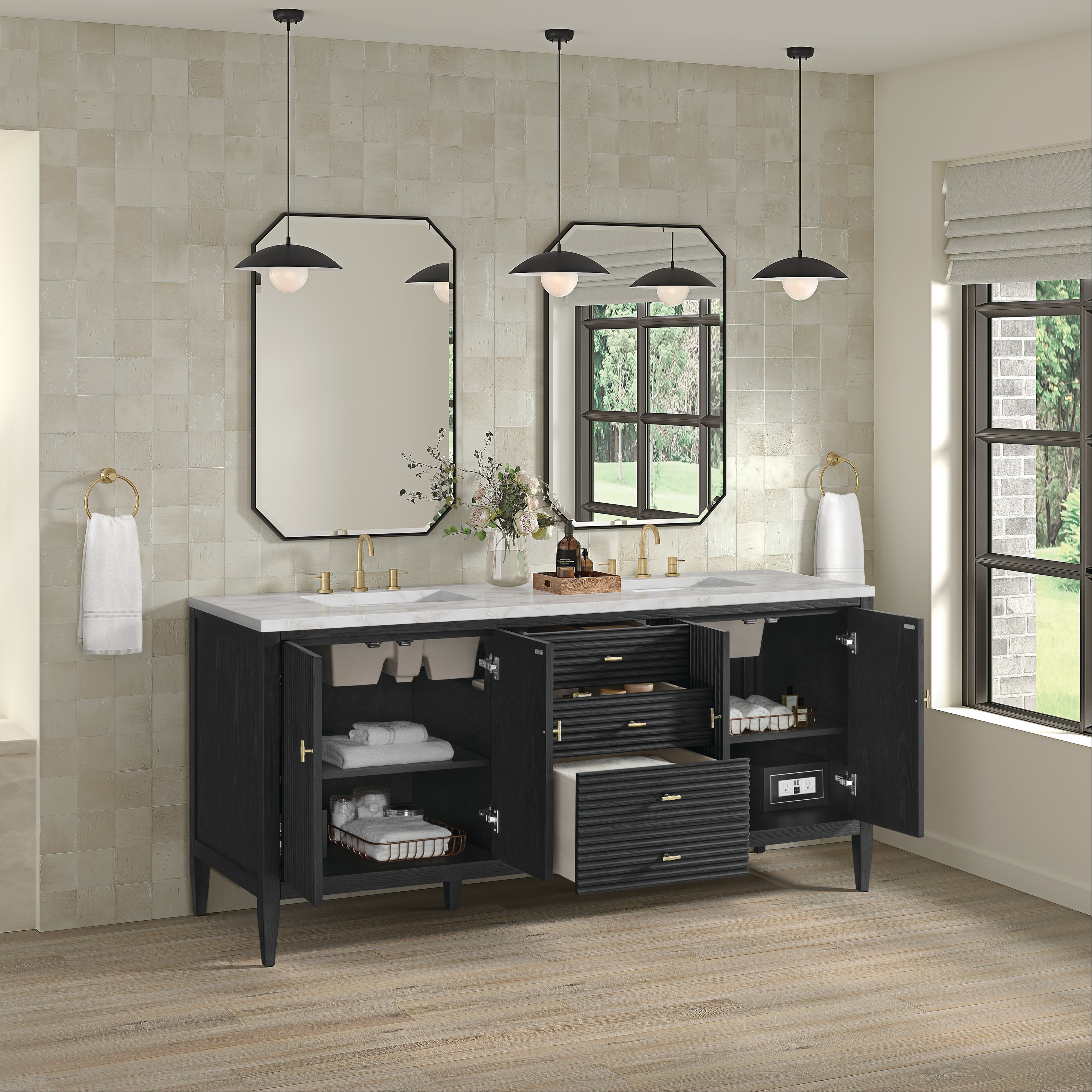 Carbon Oak / Victorian Silver - 3 Faucet Holes