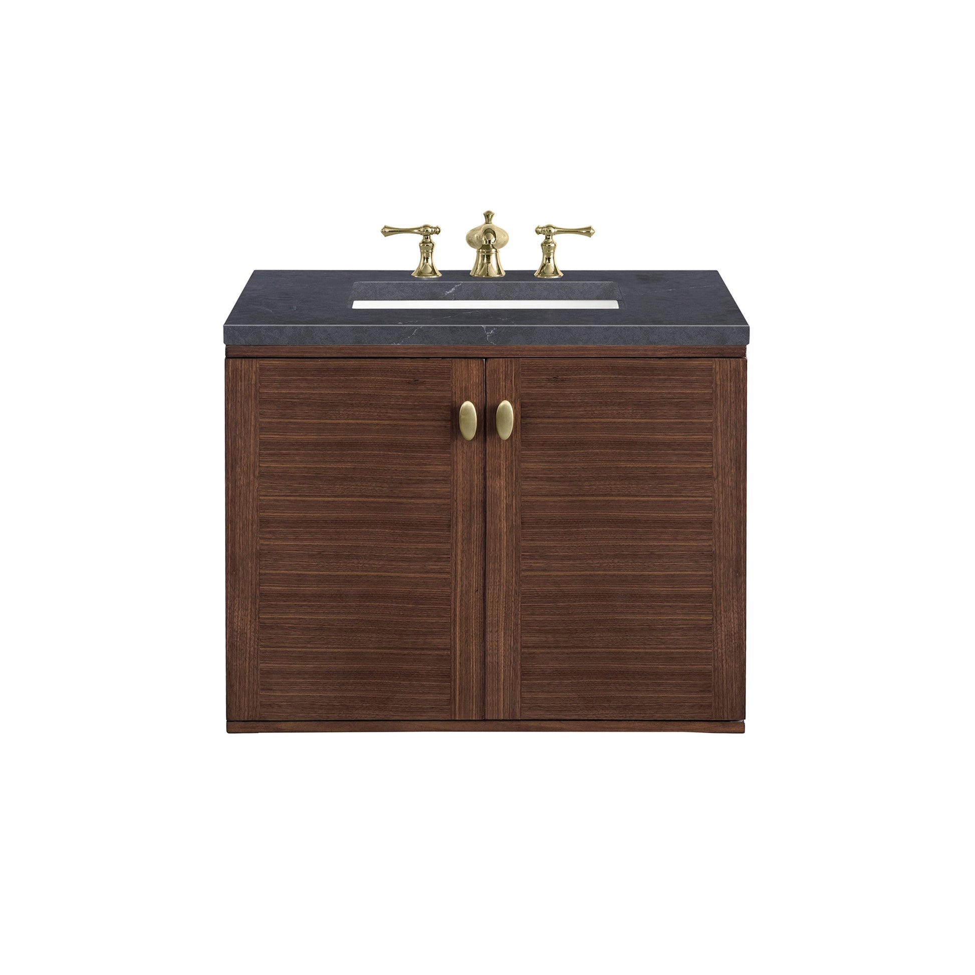 Mid-Century Walnut / Charcoal Soapstone - 3 Faucet Holes