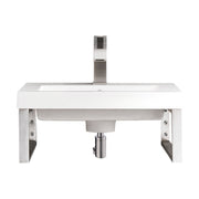 Brushed Nickel / 20" White Glossy Composite Stone Top