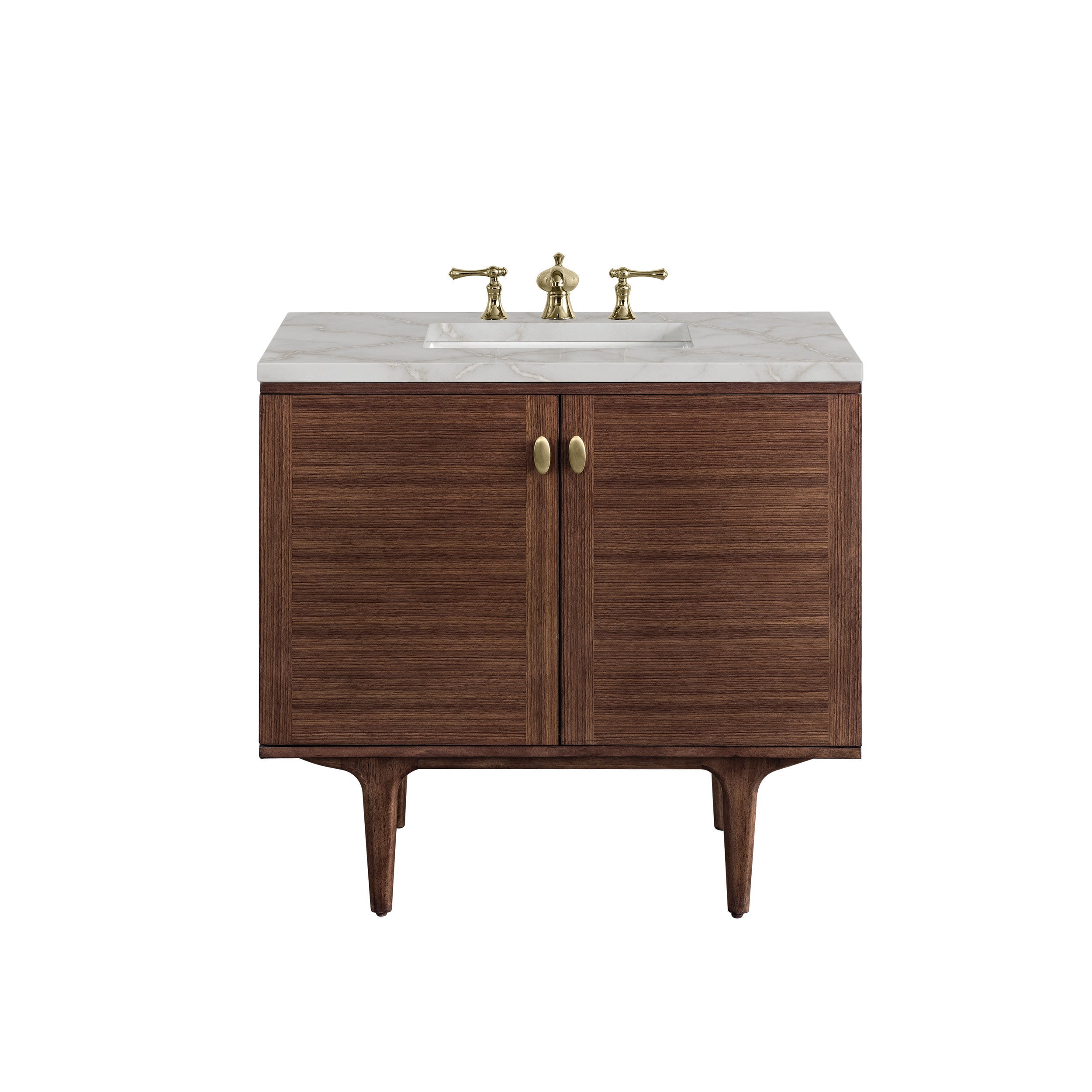 Mid-Century Walnut / Victorian Silver - 3 Faucet Holes