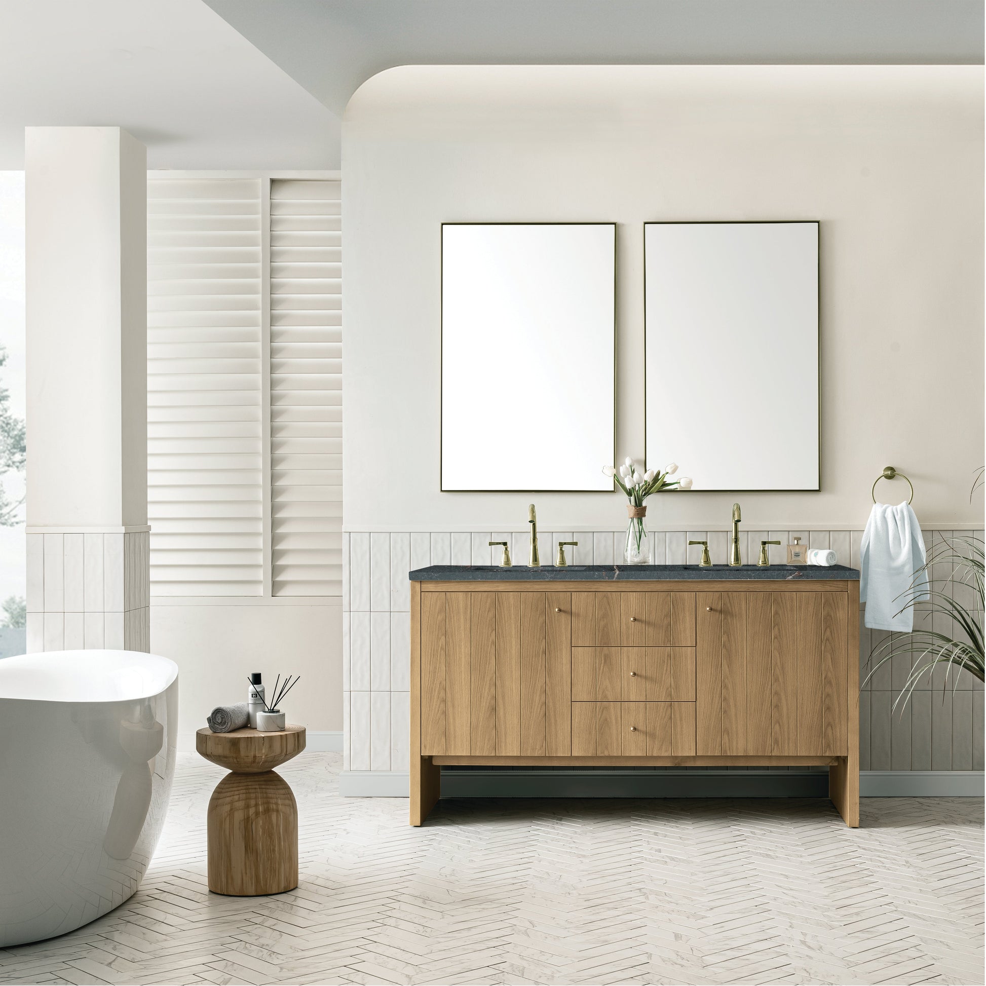 Light Natural Oak / Parisien Bleu - 3 Faucet Holes