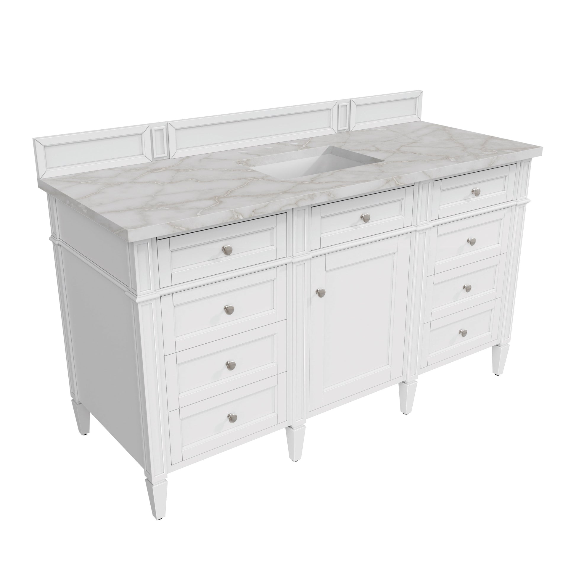Bright White / Victorian Silver - 3 Faucet Holes