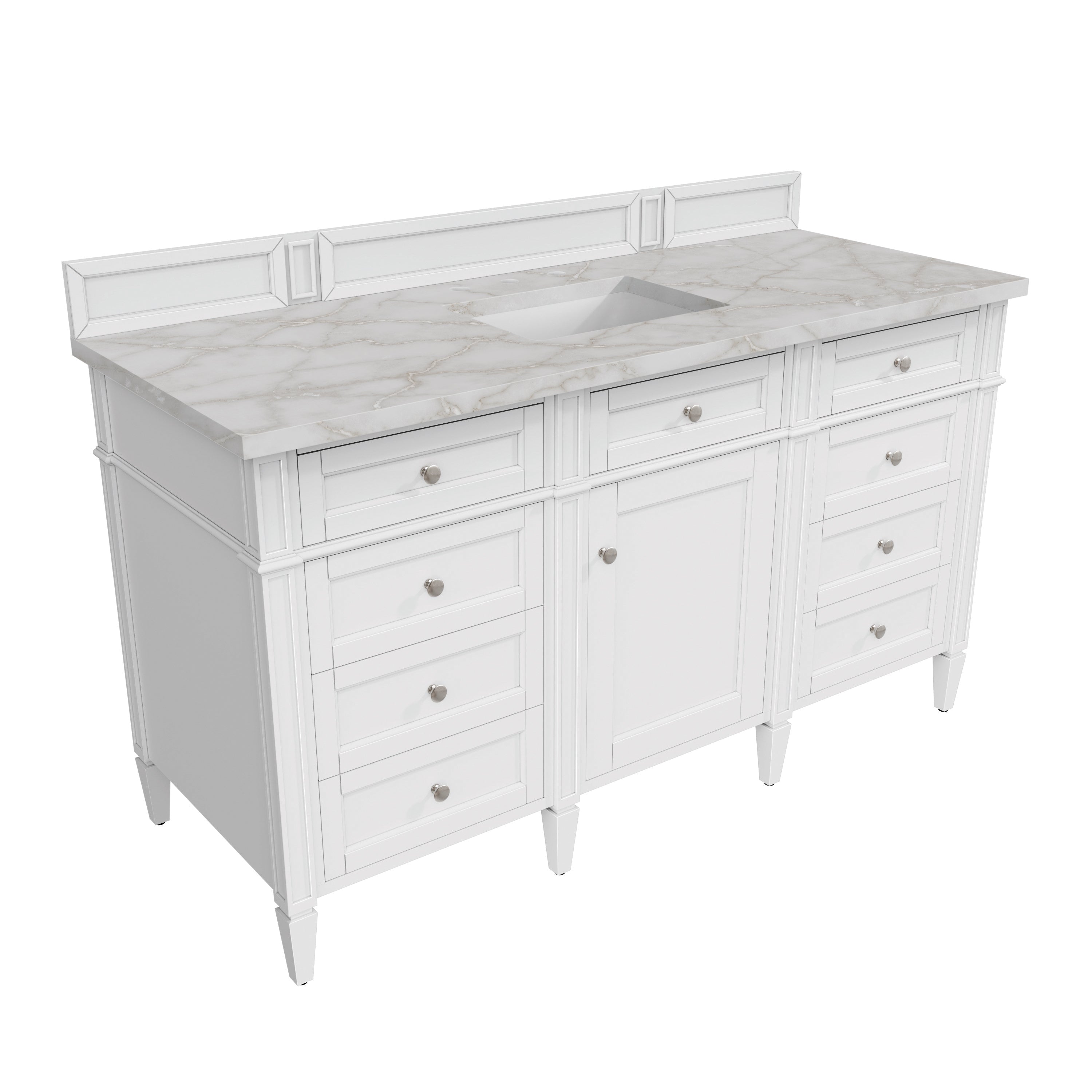 Bright White / Victorian Silver - 3 Faucet Holes