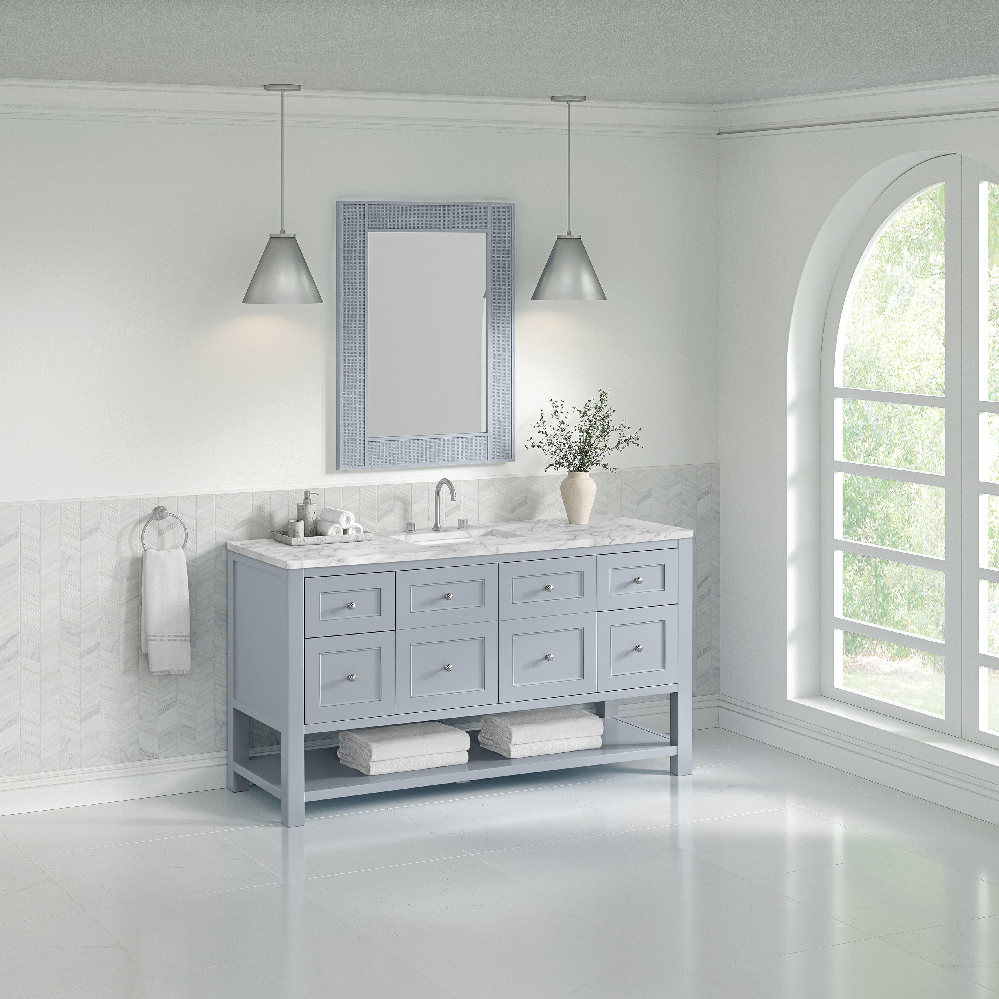 Serenity Blue / Carrara White - 3 Faucet Holes