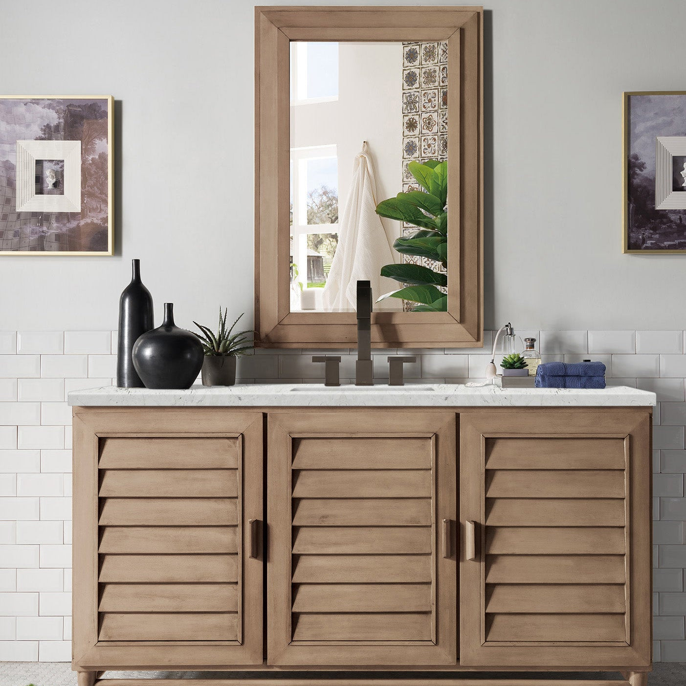 Whitewashed Walnut / Eternal Jasmine Pearl - 3 Faucet Holes