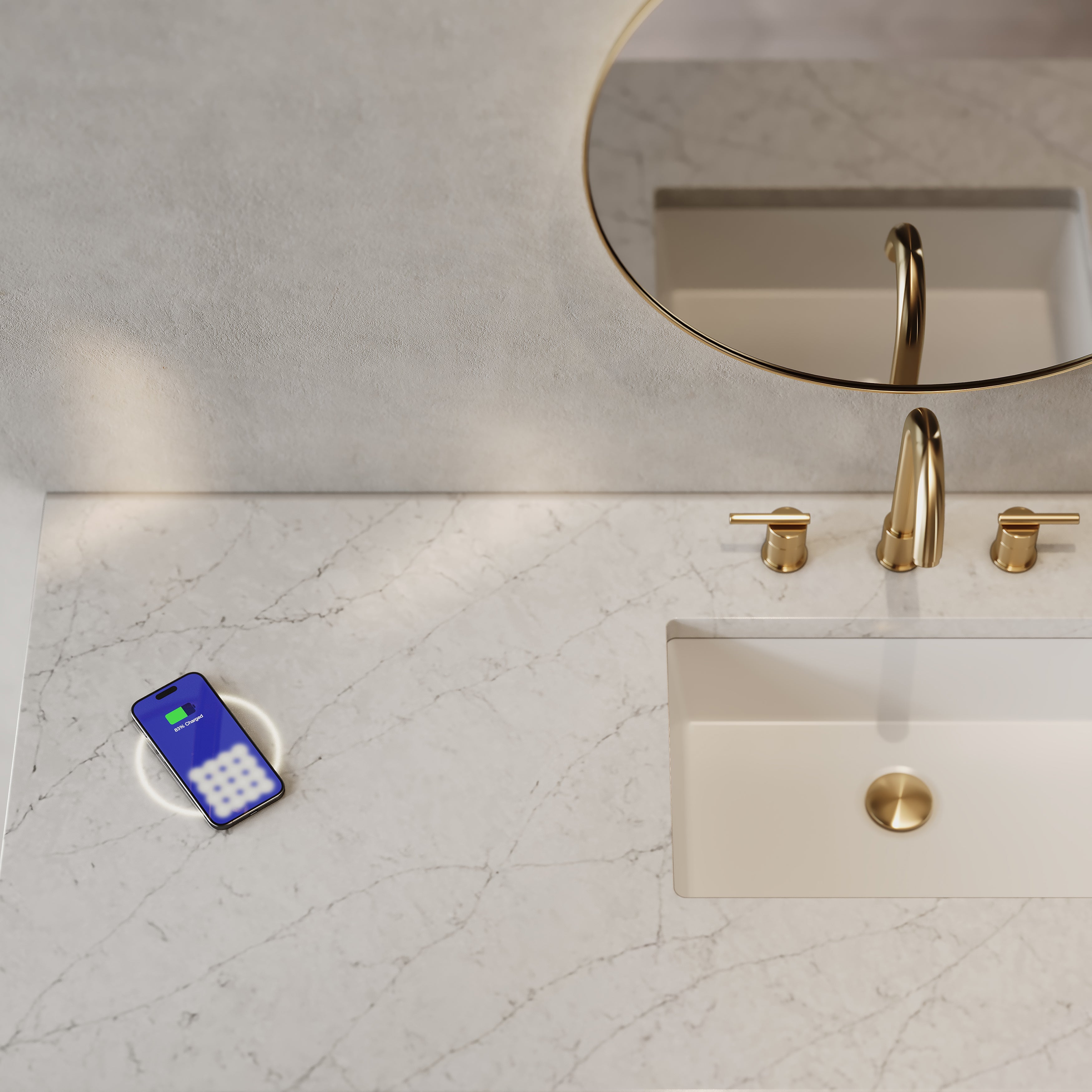 Whitewashed Walnut / Eternal Jasmine Pearl - 3 Faucet Holes