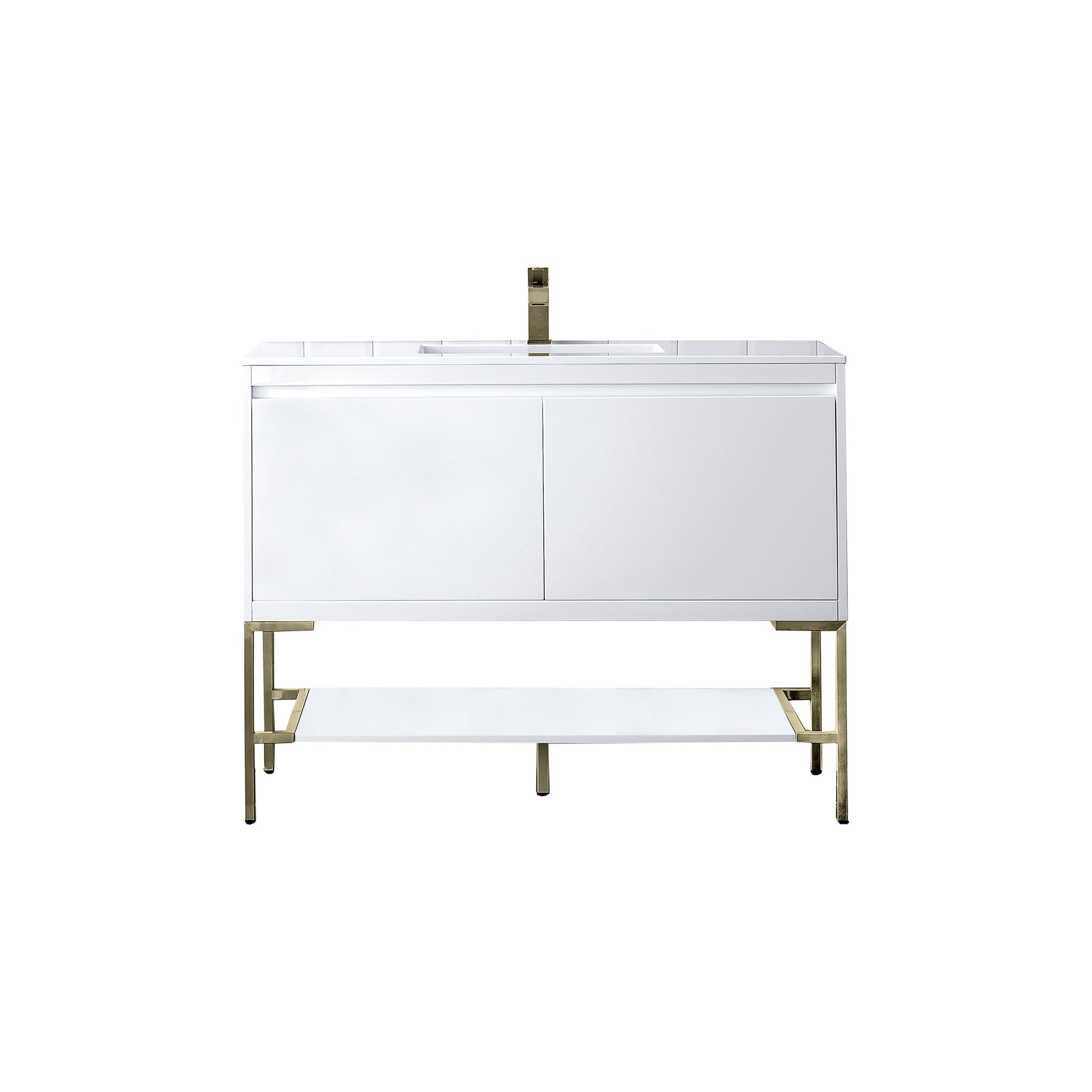Glossy White / Champagne Brass / Glossy White - 1 Faucet Hole