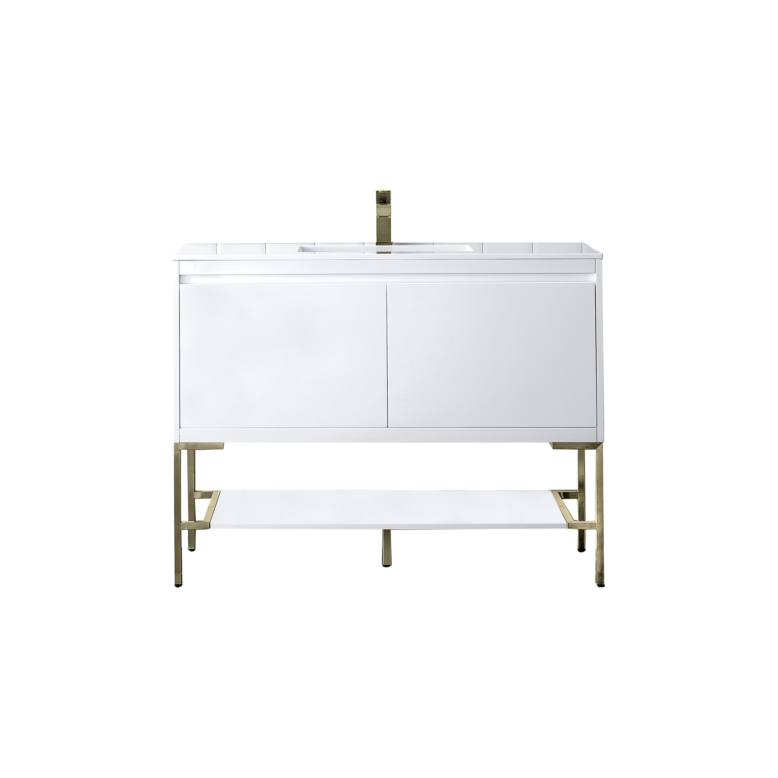 Glossy White / Champagne Brass / Glossy White - 1 Faucet Hole