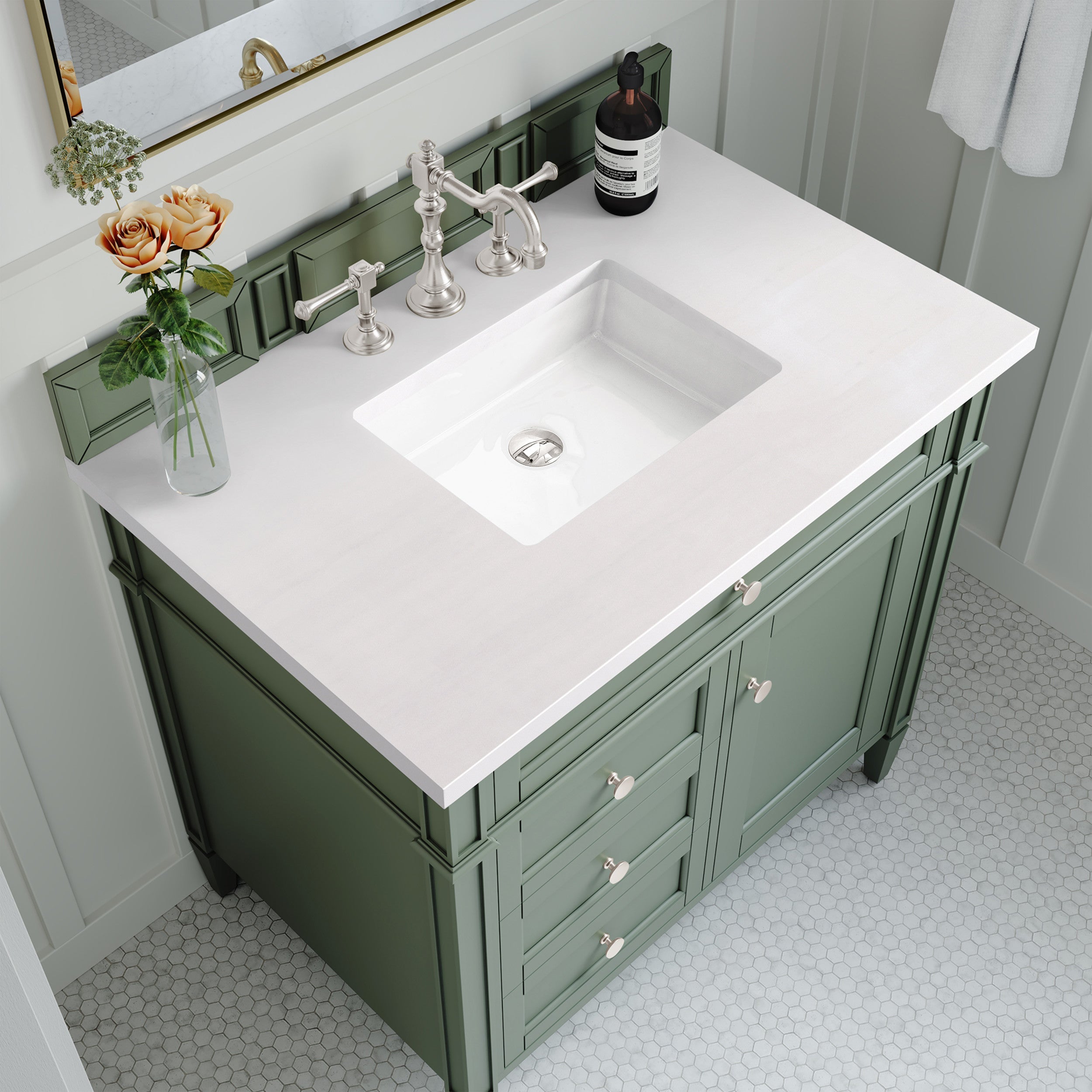 Smokey Celadon / White Zeus - 3 Faucet Holes