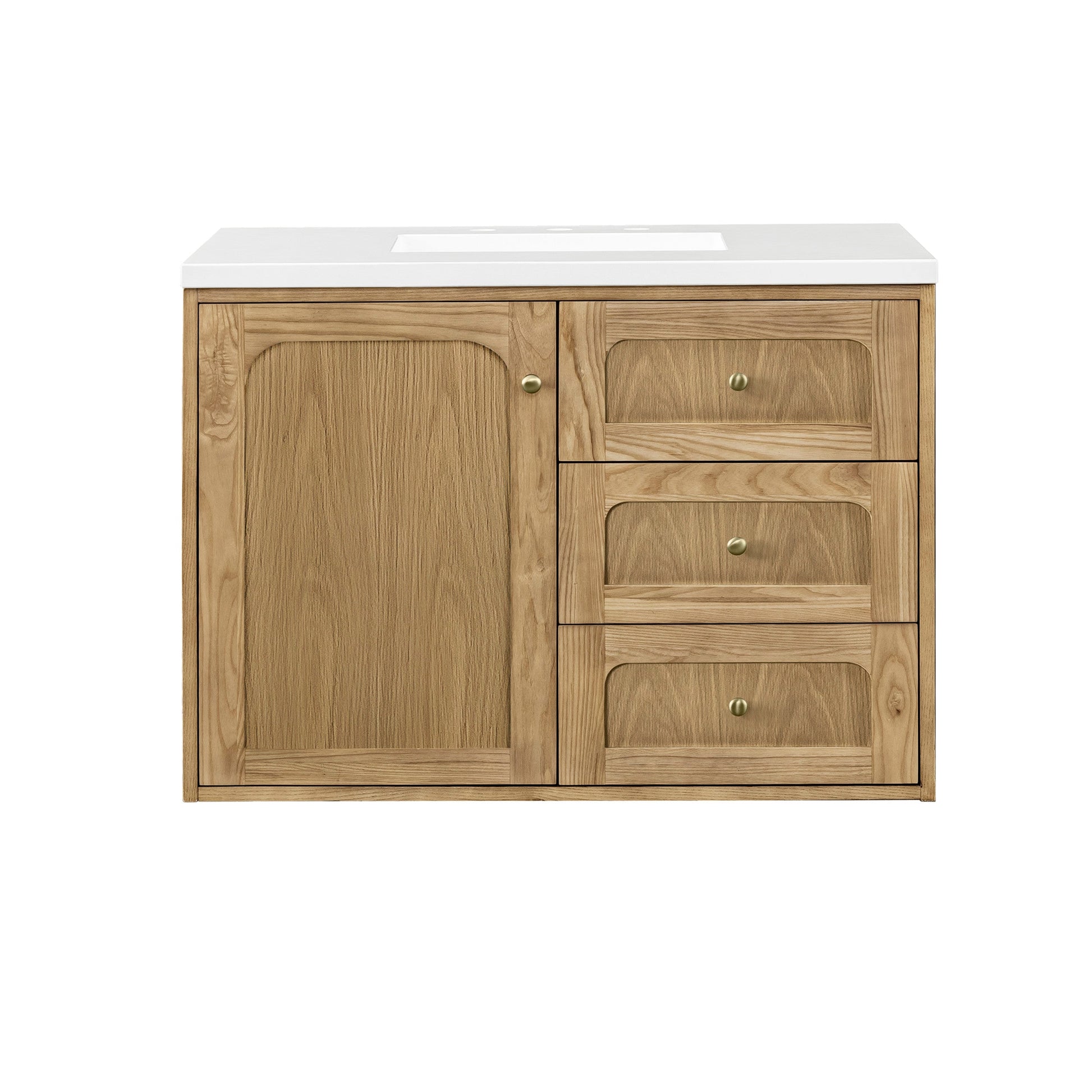 Light Natural Oak / White Zeus - 3 Faucet Holes
