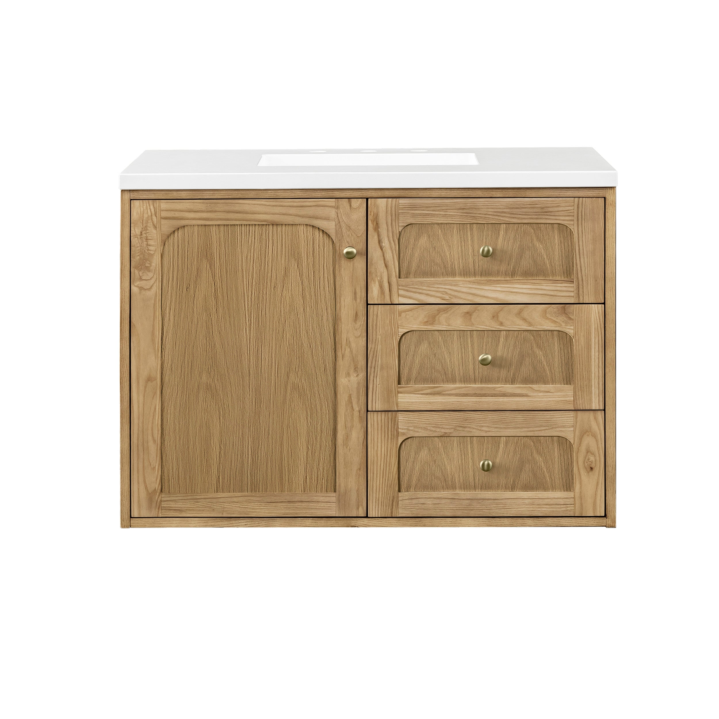 Light Natural Oak / White Zeus - 3 Faucet Holes